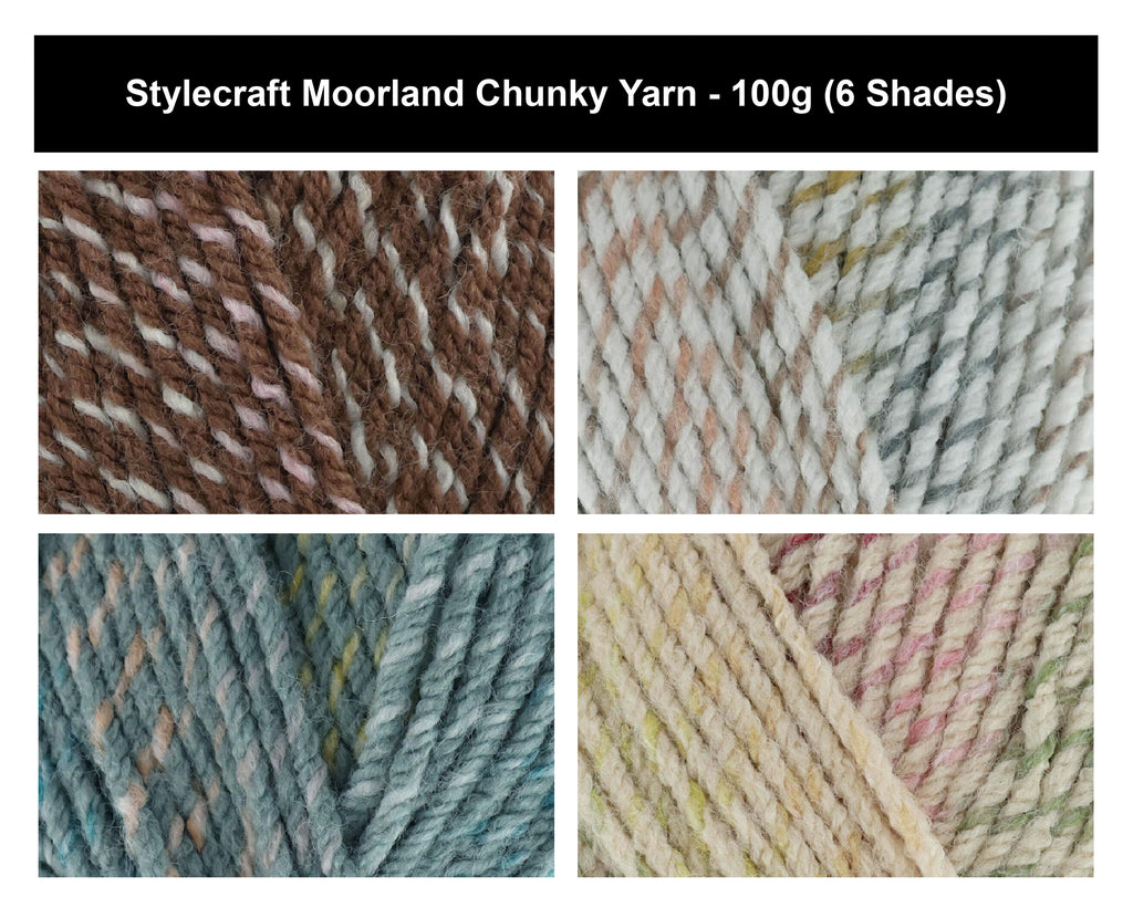 Stylecraft Moorland Knitting Crochet Chunky Yarn - 100g, 100% Luxury Acrylic Soft Variegated Shades Chunky Wool for Children's Garments, Blankets & Home Accessories