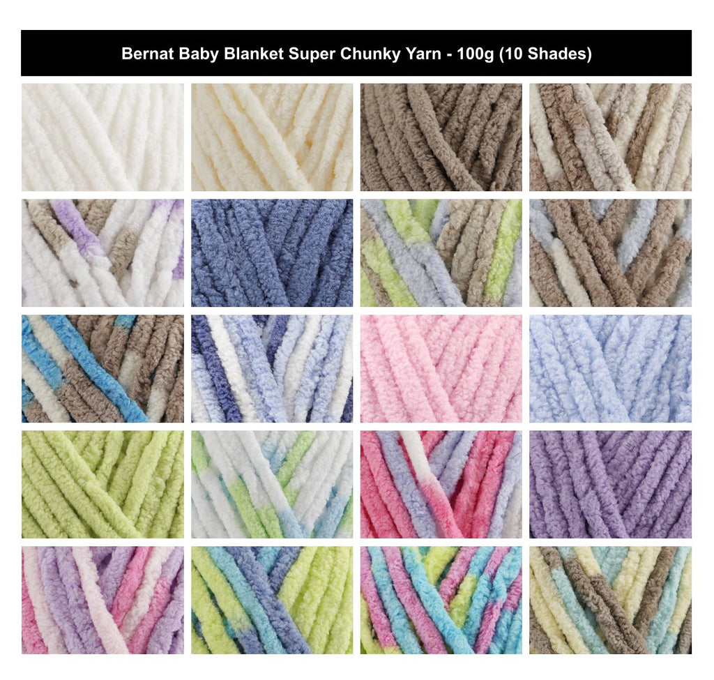 Bernat Baby Blanket Super Chunky Yarn - 300G, 100% Polyester Soft Chenille Style Plush Texture Jumbo Knitting Wool for Baby Blanket & Garments