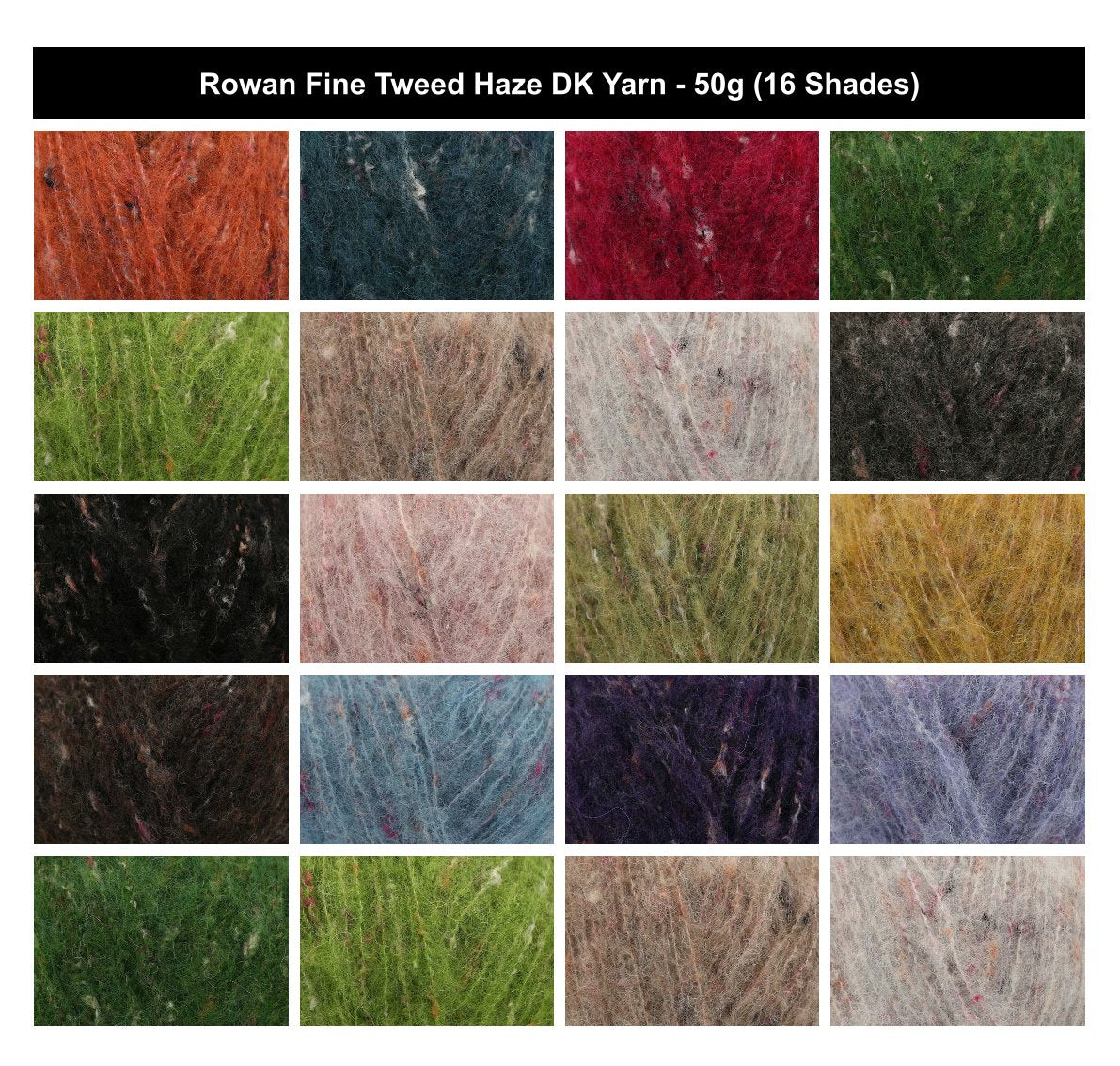 Rowan Fine Tweed Haze DK Yarn for Crochet & Knitting - 50g, Alpaca Wool Blend Tweedy Haze Fair Isle Double Knit Wool for Sweaters, Cardigans & Jumpers