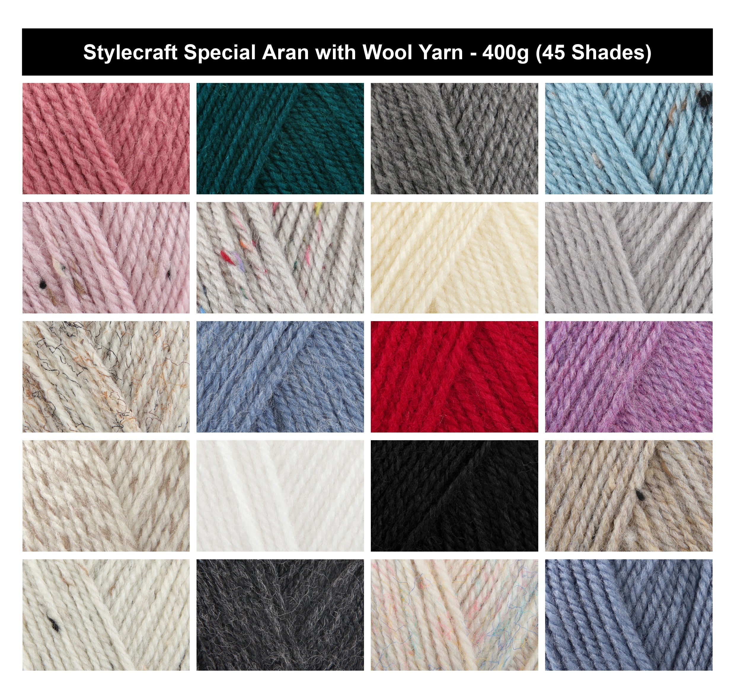 Stylecraft Special Aran with Wool Yarn - 100g, Acrylic Wool Blend Aran Yarn for Crochet & Knitting Cardigans, Jumpers, Sweaters & Jackets