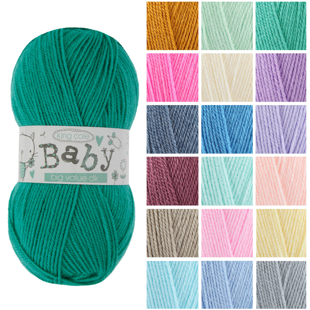 King Cole Big Value Baby DK Yarn – 100% Acrylic Soft Baby Yarn, 290m for Knitting & Crochet Blankets Garments - 100g