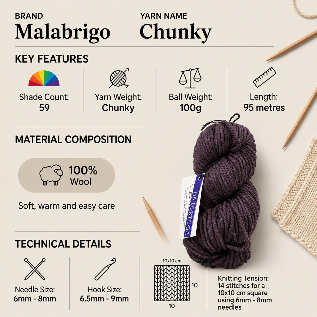 Malabrigo Chunky Yarn for Crochet - 100g, 100% Merino Wool Kettle Dyed Variegated Knitting Yarn for Hats, Scarves, Sweaters & Blankets