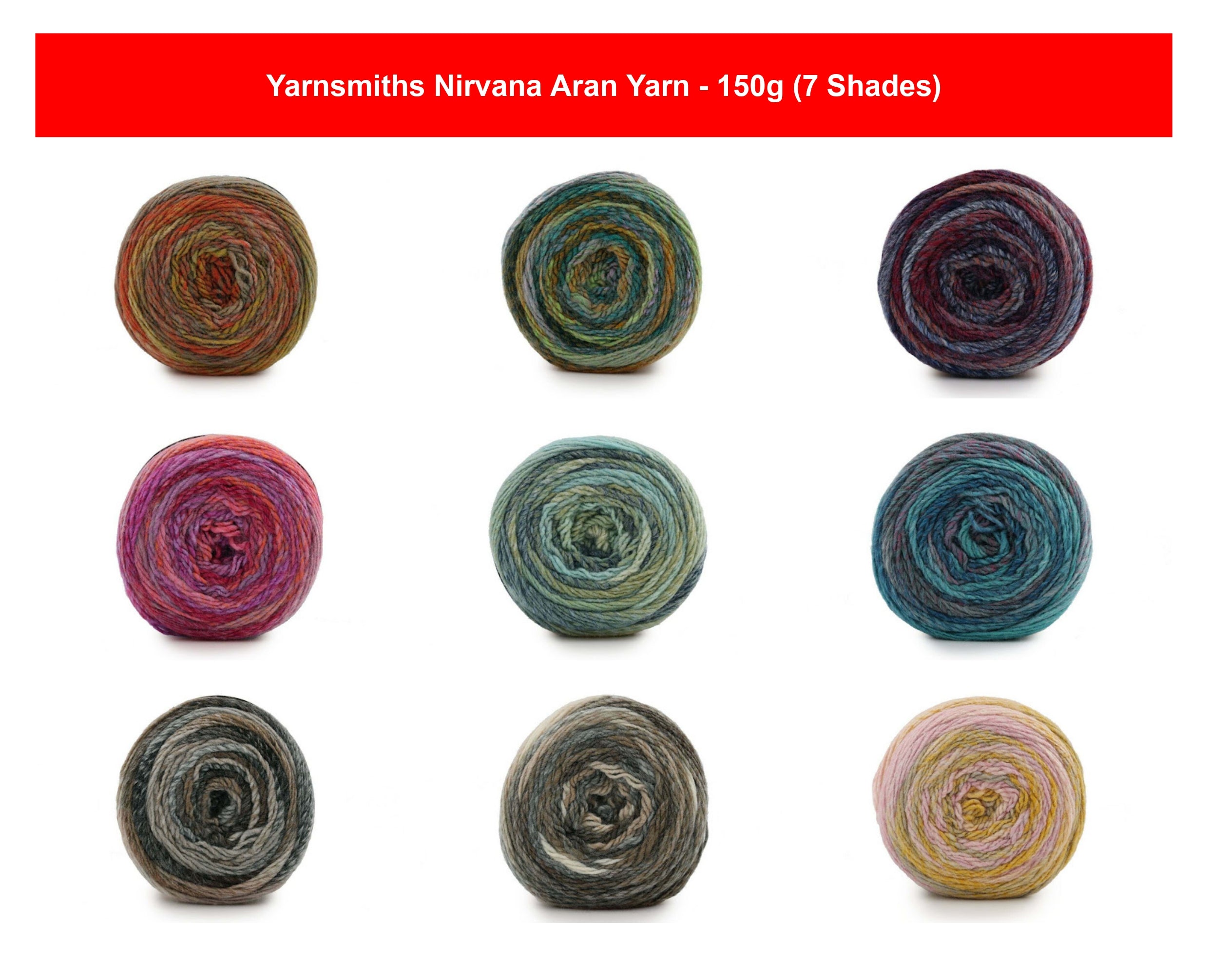 Yarnsmiths Nirvana Aran Crochet Yarn - 150g, Luxury 100% Acrylic Single-Ply Variegated Soft Knitting Crochet Yarn Cake for Cozy Blankets, Scarves & Headwear