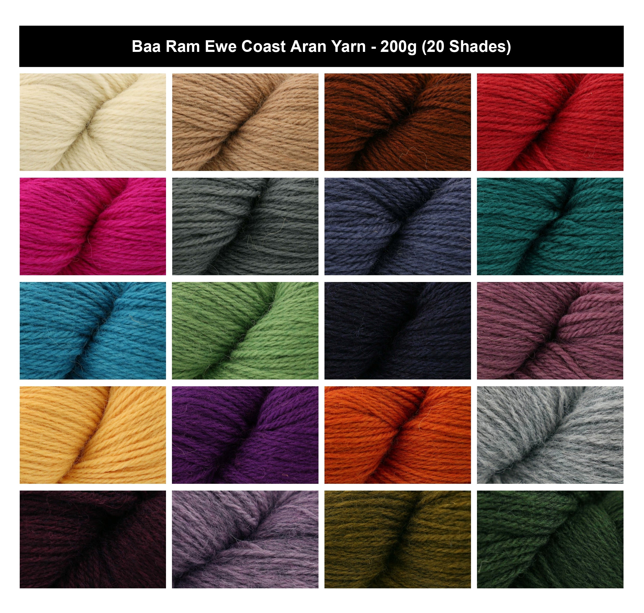 Baa Ram Ewe Coast Aran Wright Crochet Yarn - 200g, 100% Wool Fishermen & Coastline Inspired Knitting Yarn for Cable Sweaters, Hard-Wearing Garments & Accessories