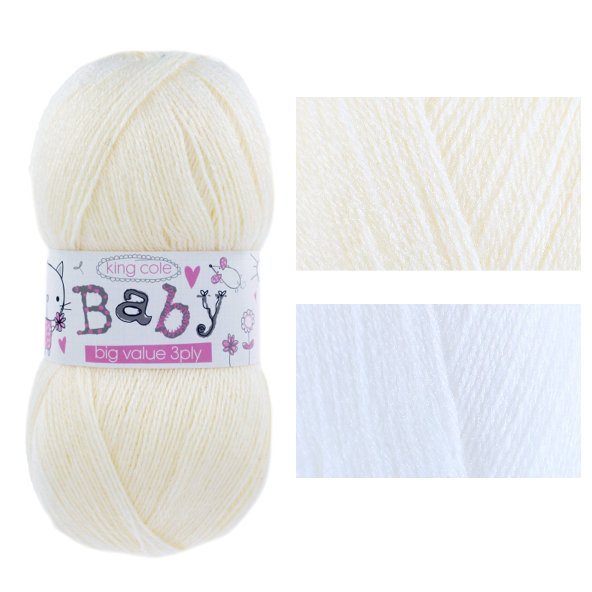 King Cole Big Value Baby 3Ply Yarn 100% Acrylic 634m Ultra?Soft Lightweight Baby Knit & Crochet Yarn - 100g