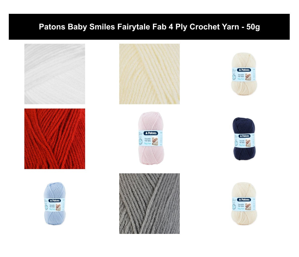 Patons Baby Smiles Fairytale Fab 4 Ply Crochet Yarn - 50g, Soft Acrylic Baby 4 Ply Yarn for Knitting and Crochet, Gentle on Sensitive Skin for Babywear & Crafts