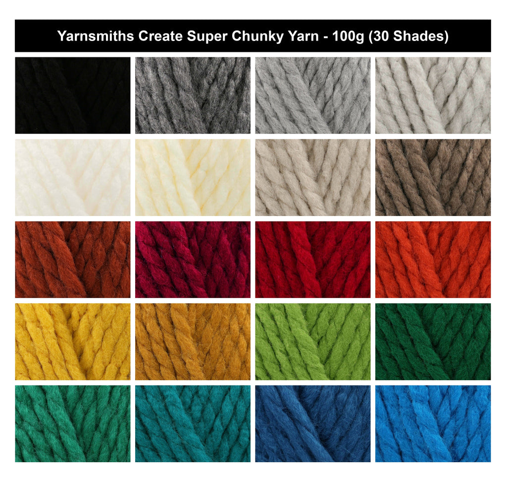 Yarnsmith Create Super Chunky Yarn - 100g, 100% Acrylic Soft Thick Crochet & Knitting Wool for Cozy Blankets, Cushions & Headwear