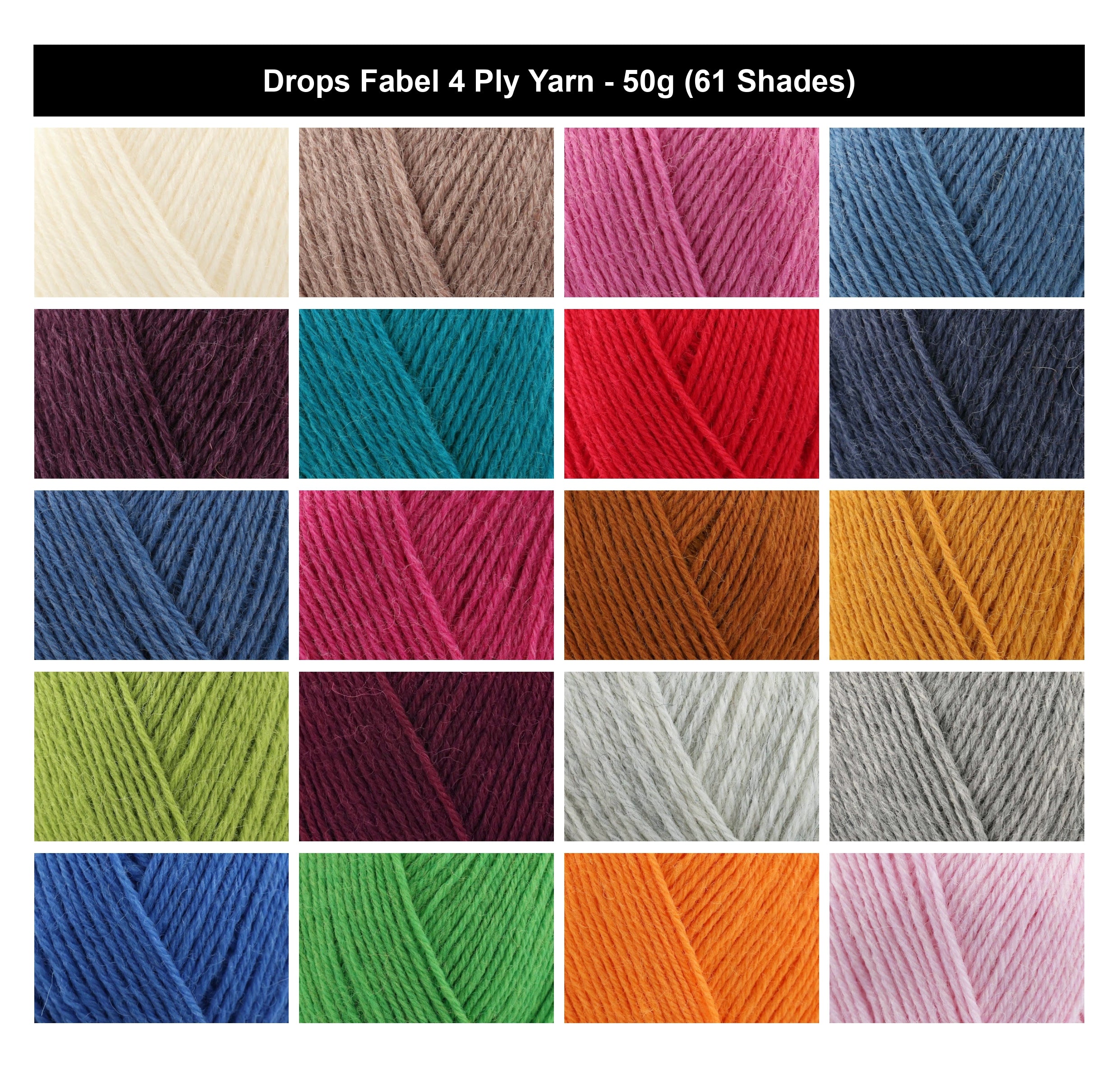 Drops Fabel 4 Ply Crochet Yarn - 50g, Wool & Polyamide Blend Soft Self Patterning Knitting Wool for Baby Garments, Shawls & Everyday Accessories