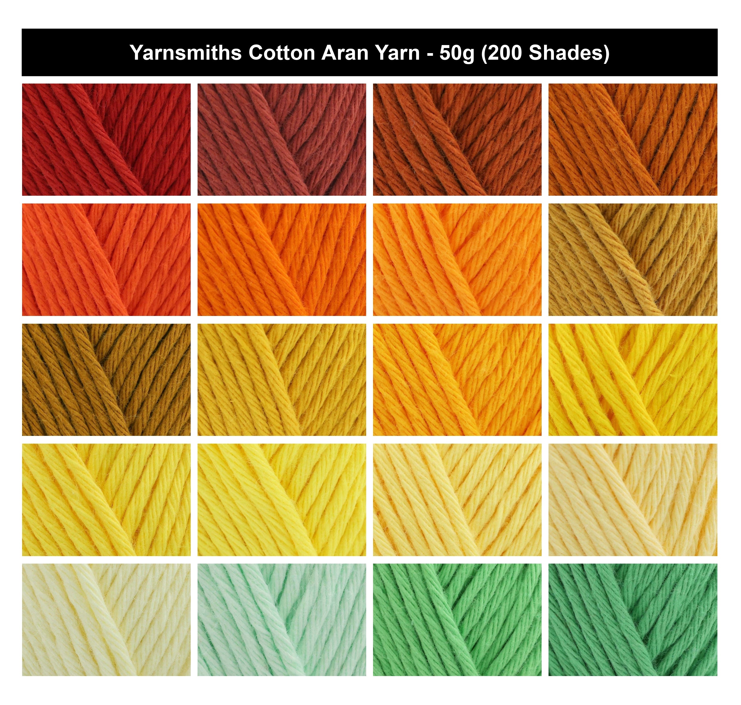 Yarnsmiths Cotton Aran Crochet Yarn - 50g, 100% Cotton Anti-Split Soft Knitting Wool Yarn with Matte Finish for Toys & Homewares