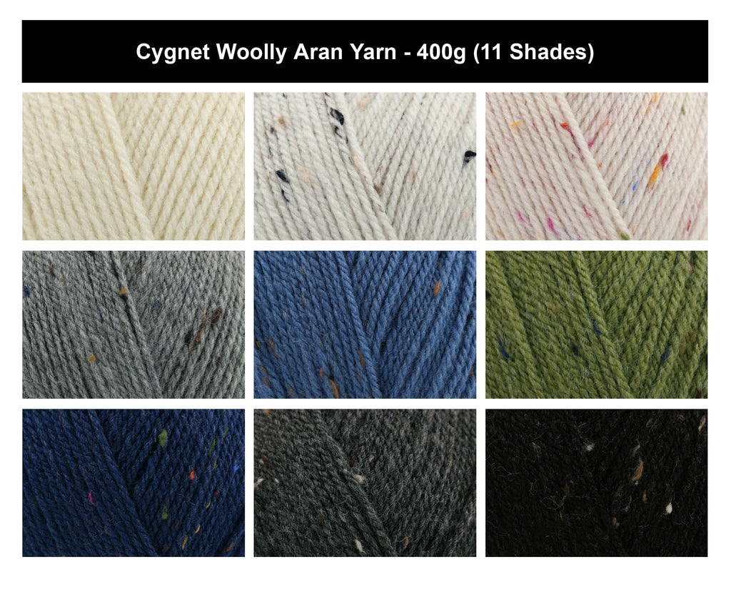 Cygnet Woolly Aran Crochet Yarn - 400g, Acrylic Wool Blend Knitting Yarn for Textured Garments, Accessories, Blankets & Home Projects