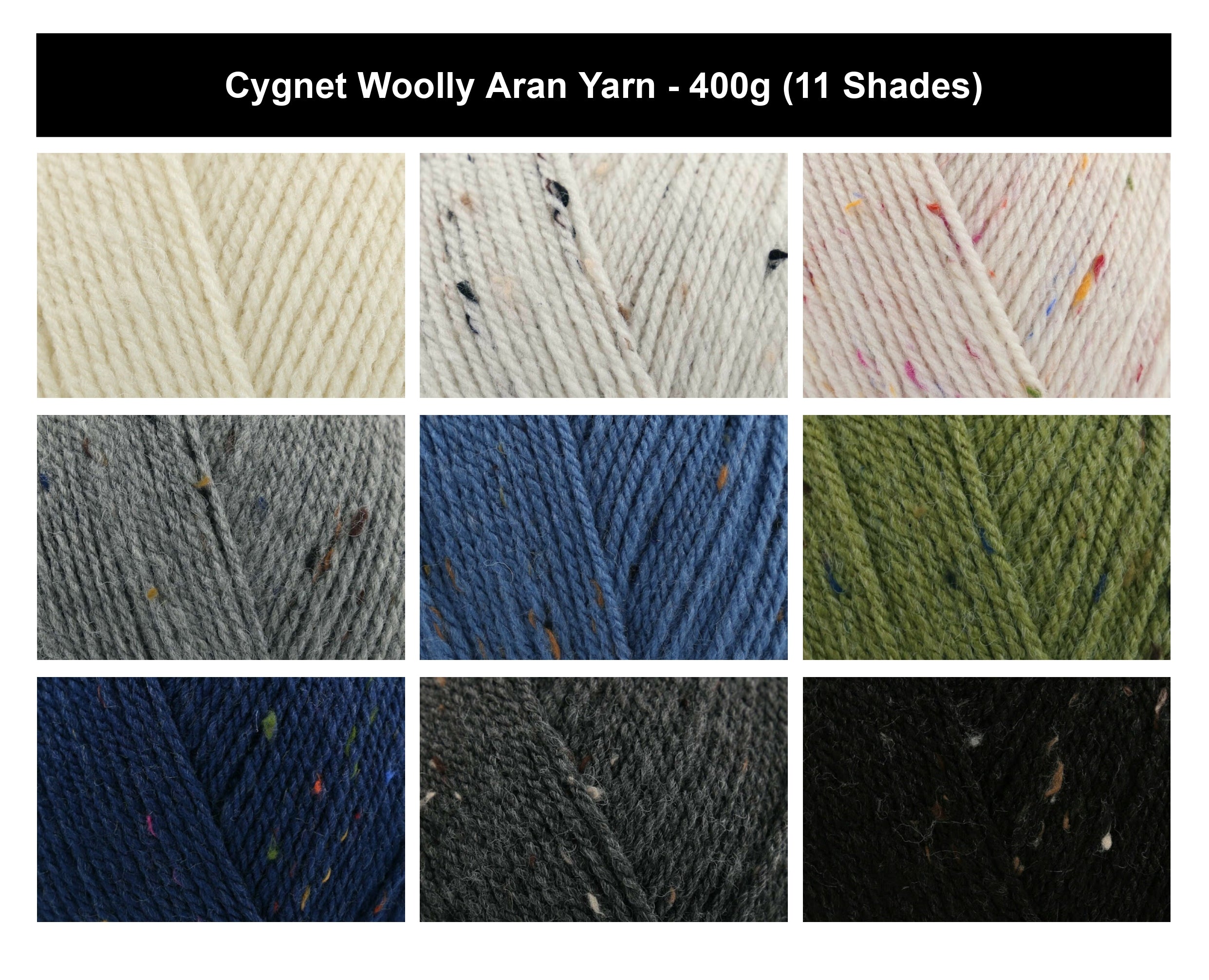 Cygnet Woolly Aran Crochet Yarn - 400g, Acrylic Wool Blend Knitting Yarn for Textured Garments, Accessories, Blankets & Home Projects