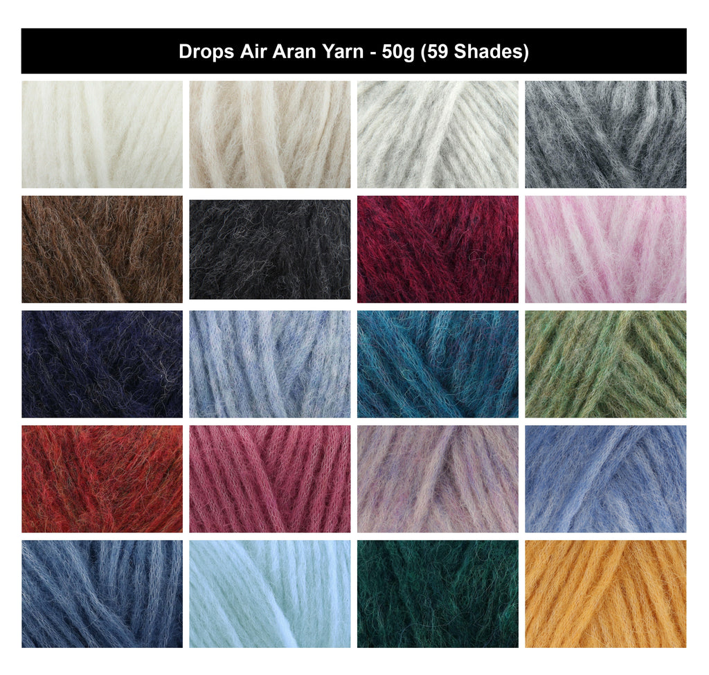 Drops Air Aran Yarn for Crochet - 50g, Luxury Alpaca, Polyamide & Wool Blend Lightweight Knitting Wool for Sweaters, Shawls, Jackets & Cosy Accessories