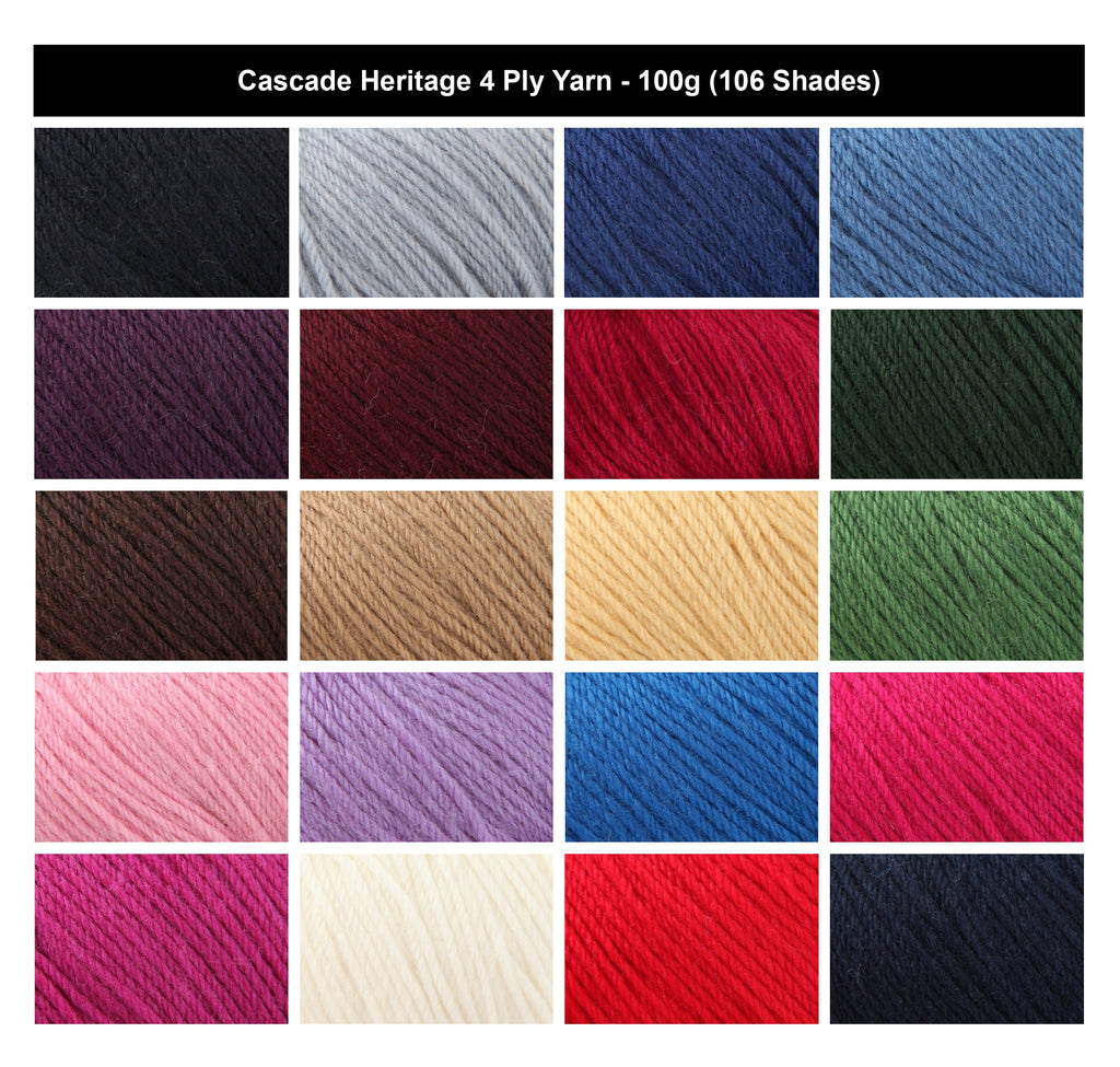 Cascade Heritage 4 Ply Crochet Yarn - 100g, Luxury Merino Wool & Nylon Blend Soft Sock Knitting Wool for Garments, Socks, Shawls & Accessories