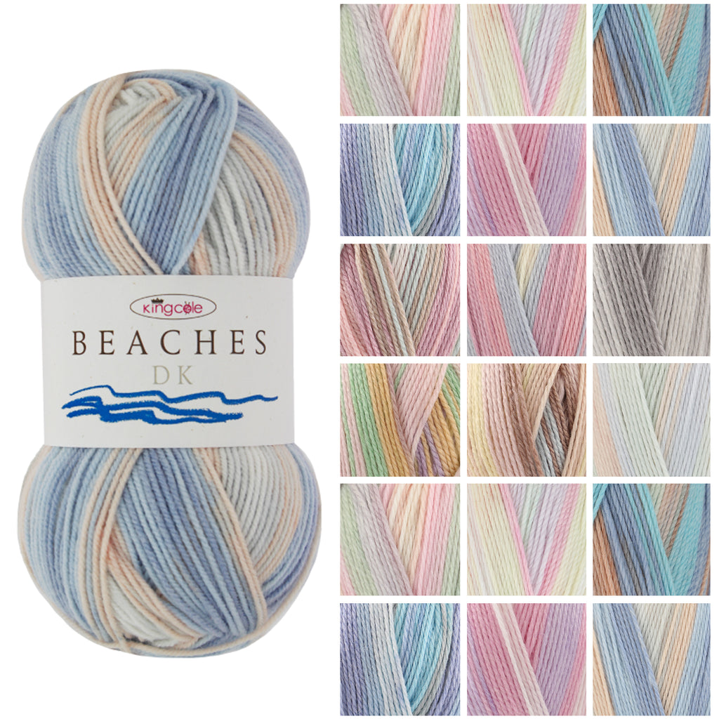 King Cole Beaches DK Yarn 70% Acrylic 30% Polyamide, Soft Summer Striped Double Knit Yarn 255m Knitting & Crochet - 100g