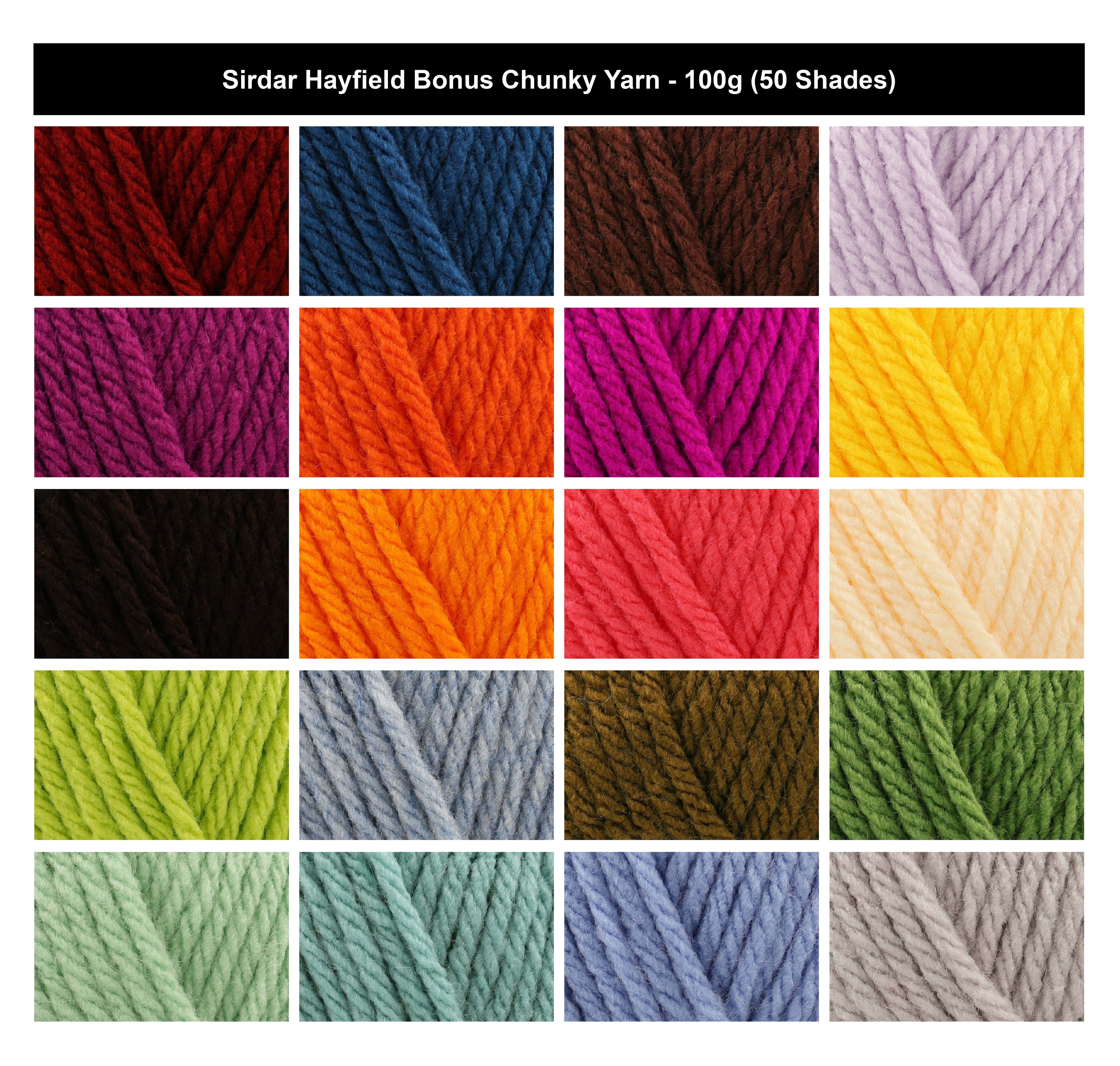 Sirdar Hayfield Bonus Chunky Crochet Yarn - 100g, 100% Acrylic Machine Washable Knitting Yarn for Blankets, Sweaters & Cardigans