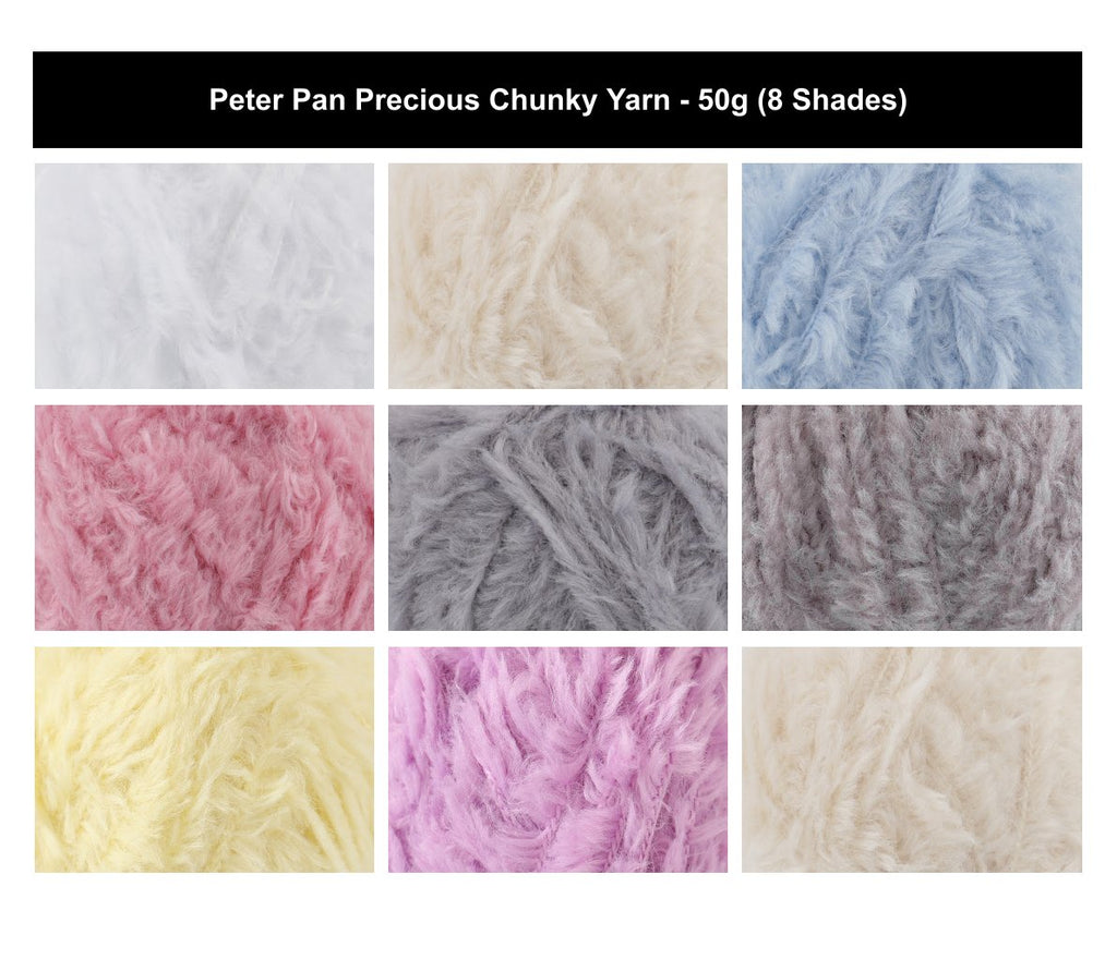 Peter Pan Precious Chunky Crochet Yarn - 50g, Nylon & Chunky Blend Decorative Faux Fur Knitting Yarn for Baby Toys, Cuddly Accessories & Garment Linings
