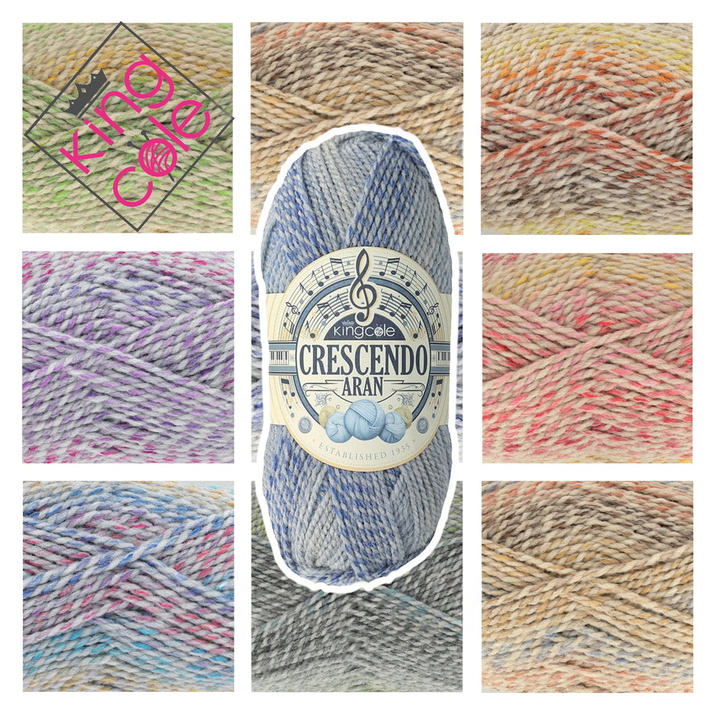 King Cole Crescendo Aran Yarn – 100% Acrylic Self?Striping Aran Yarn 220m for Sweaters, Scarves & Accessories - 100g