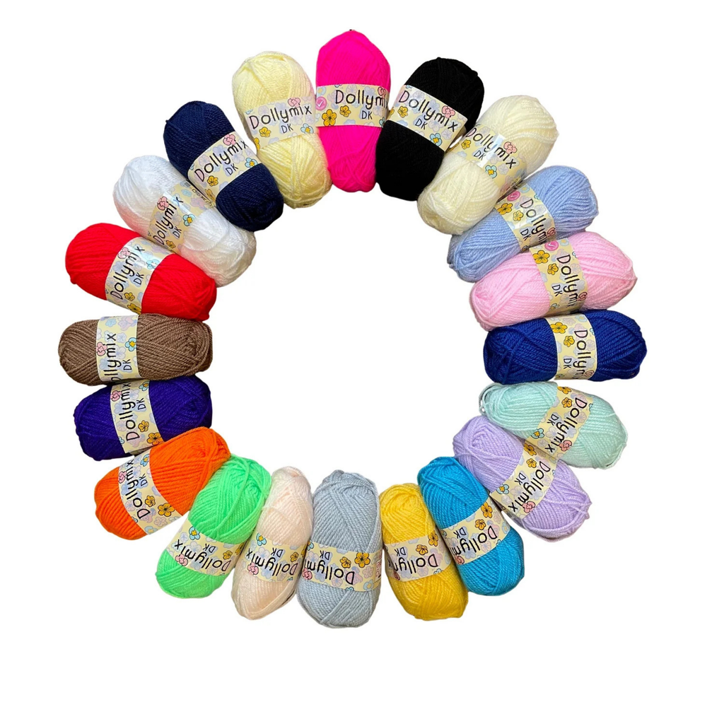 King Cole Dollymix DK Assorted Yarn 100% Acrylic Fun Assorted Adult & Baby Colours for Knitting & Crochet Toys - 25g Ball