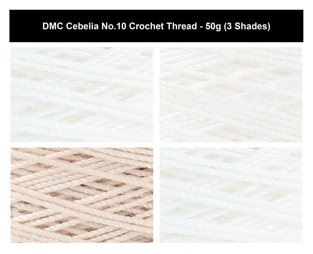 DMC Cebelia No.10 Crochet Thread Yarn - 50g, Three-cord, Double Mercerised 100% Cotton Fade Resistant Knitting Yarn for Decorative Lacework, Doilies & Crafting