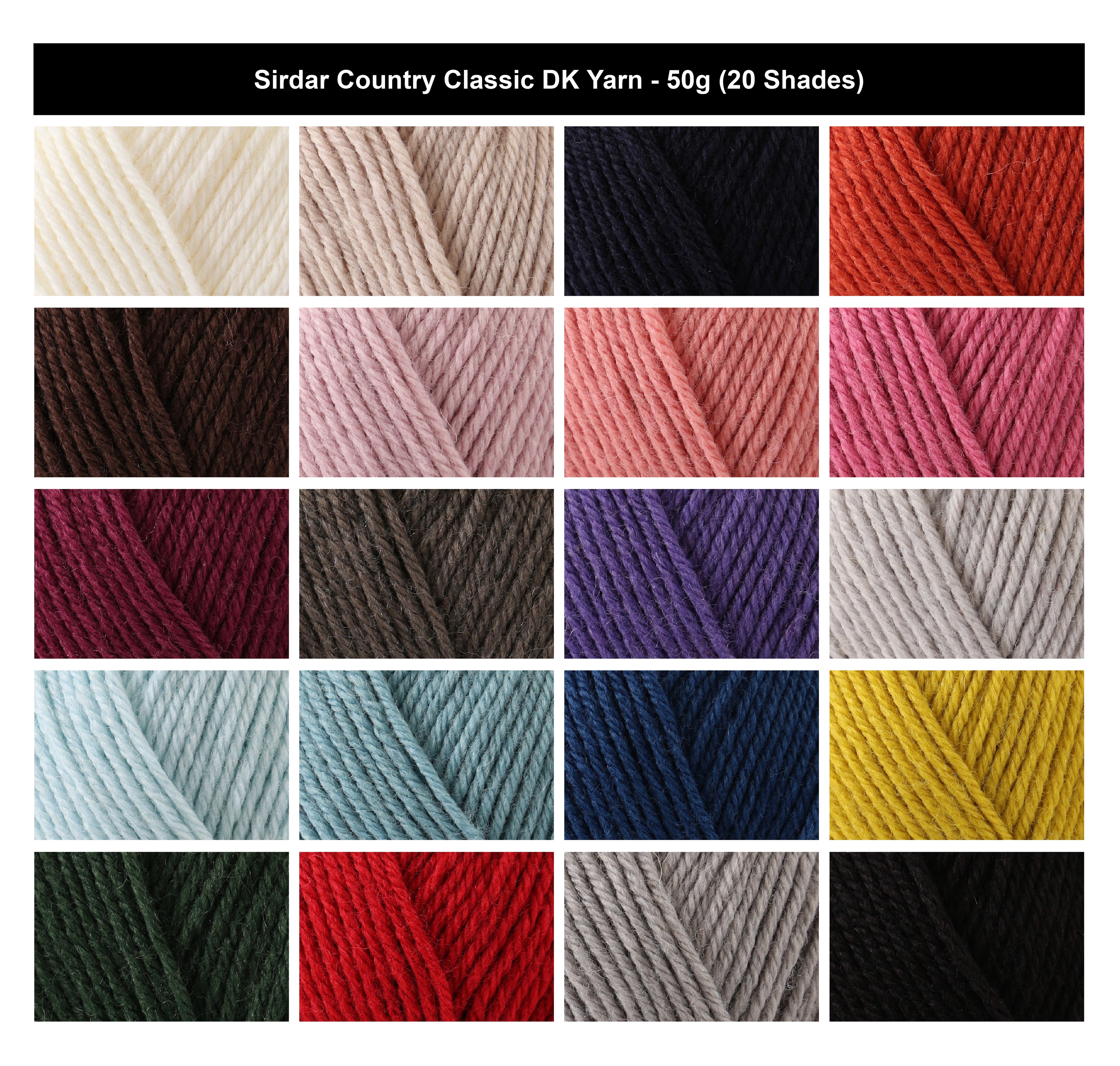 Sirdar Country Classic DK Yarn for Crochet - 50g, Wool Acrylic Blend Double Knitting Yarn for Cardigans, Jumpers & Sweaters, Tops, Vests & Slipovers