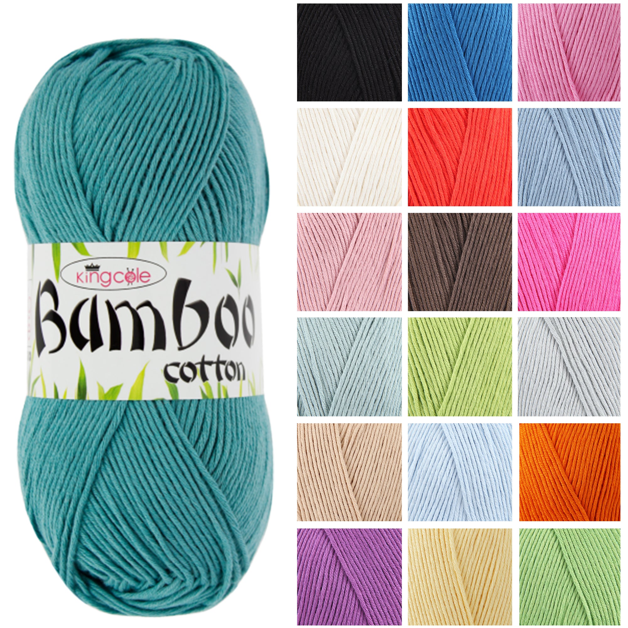 King Cole Bamboo Cotton DK Yarn 50% Bamboo 50% Cotton, 230m Soft Breathable Double Knit Knitting & Crochet Yarn - 100g