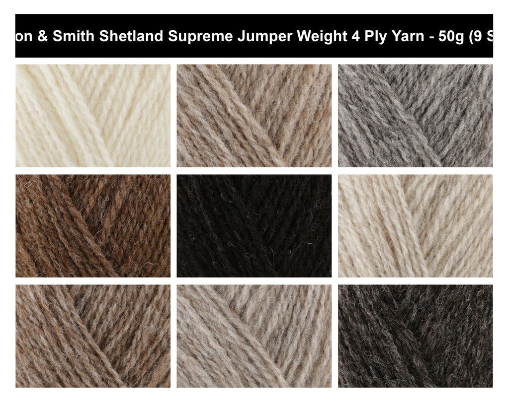 Jamieson & Smith Shetland Supreme Jumper Weight Yarn - 50g, 100% Wool Yarn 4 Ply Knitting Crochet Yarn for Lightweight Winter Jumpers & Garments