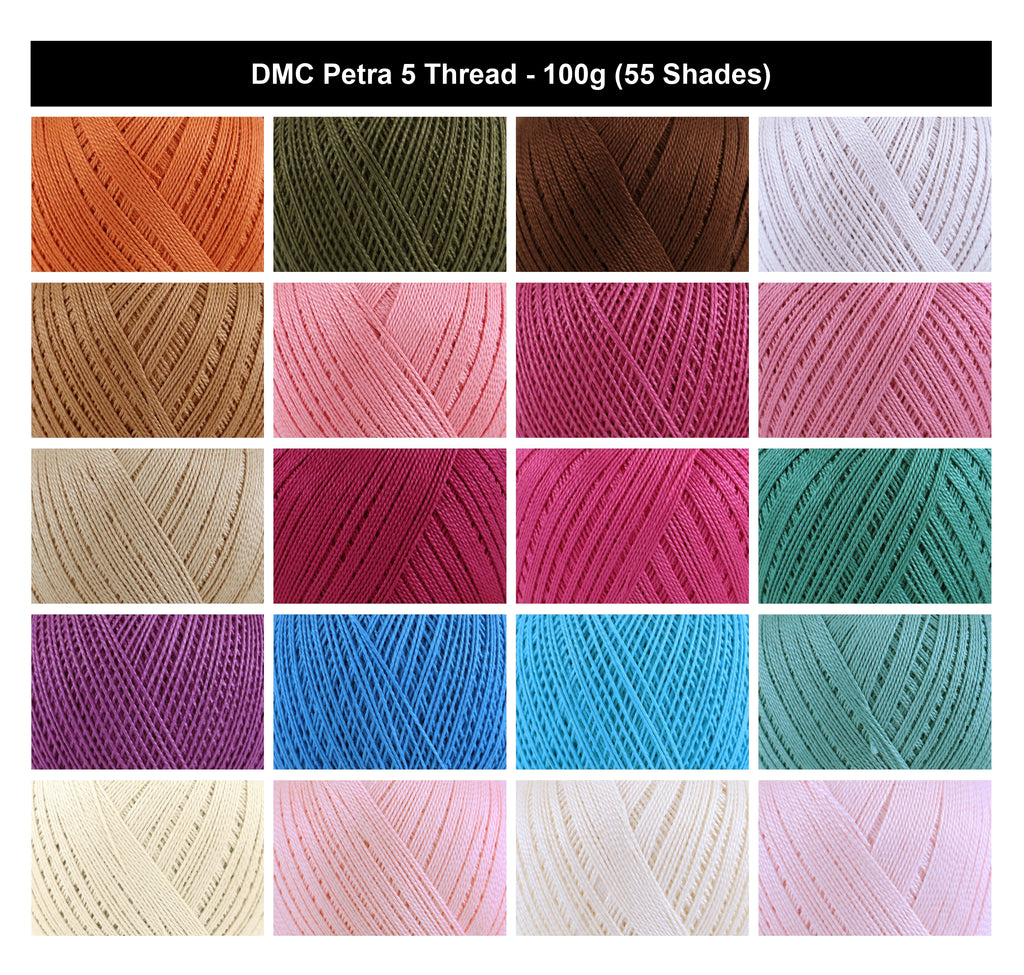 DMC Petra 5 Thread Crochet Yarn - 100g, 100% Mercerised Cotton Knitting & Crochet Yarn for Babywear, Clothing & Decorative Projects