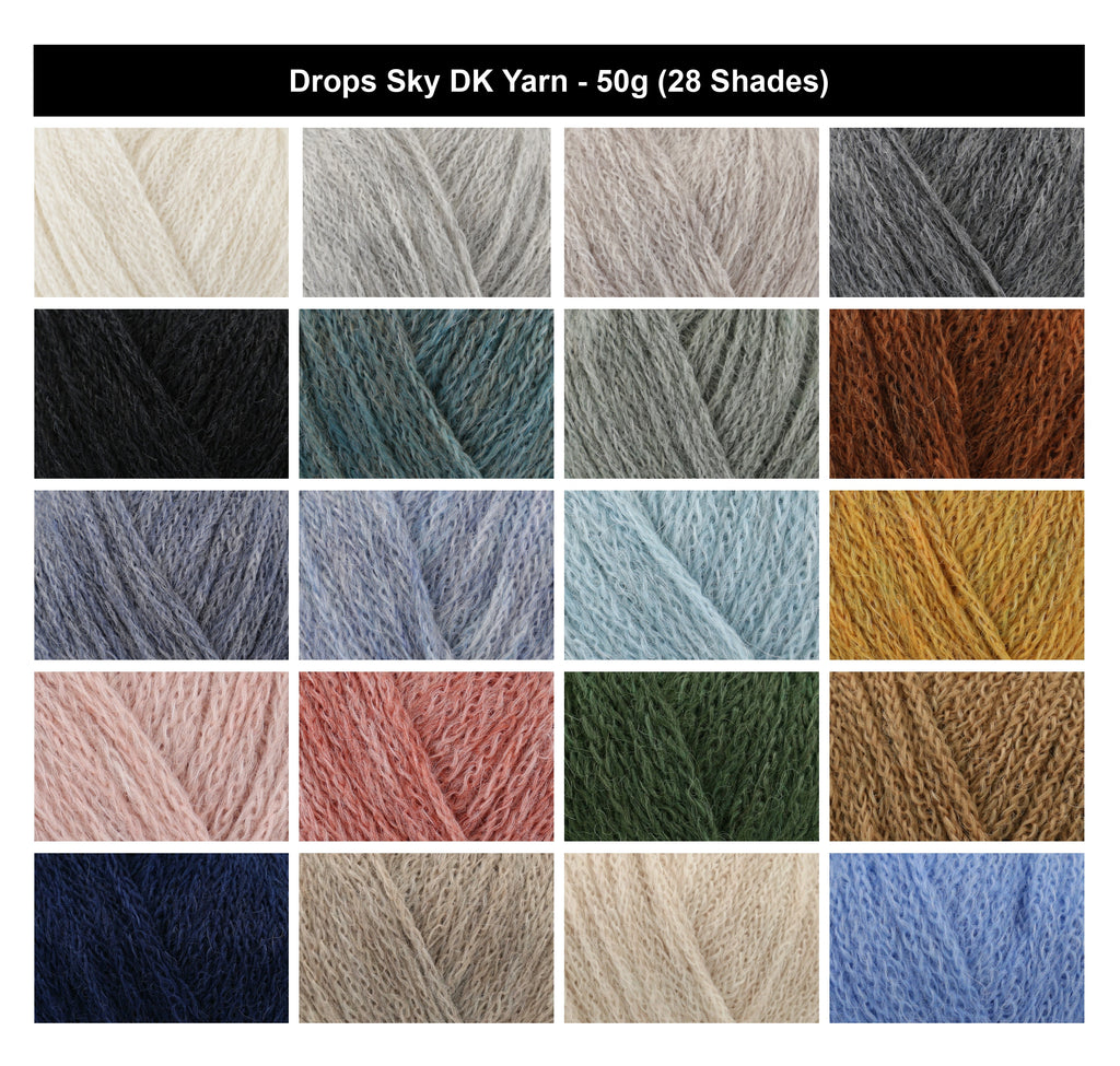 Drops Sky DK Yarn for Crochet - 50g, Baby Alpaca, Polyamide & Merino Wool Blend Lightweight Soft Double Knitting Wool yarn for Winter Blankets & Garments