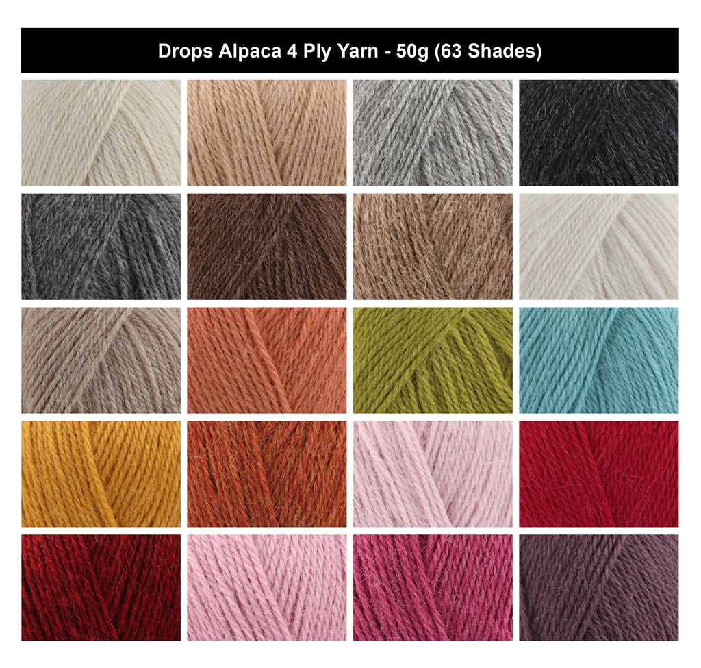 Drops Alpaca 4 Ply Crochet Yarn - 50g, Luxury 100% Pure Alpaca Breathable Soft Knitting Wool with Gentle Sheen for Garments, Shawls & Accessories