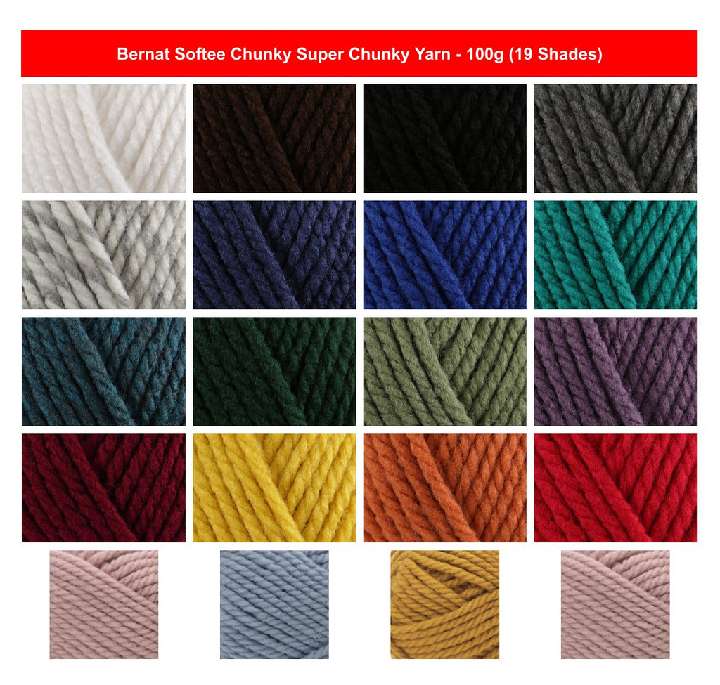 Bernat Softee Super Chunky Crochet Yarn - 100G, Luxury 100% Acrylic Anti Pilling Bulky Weight Thick Knitting Baby Wool for Blankets, Sweaters & Accessories