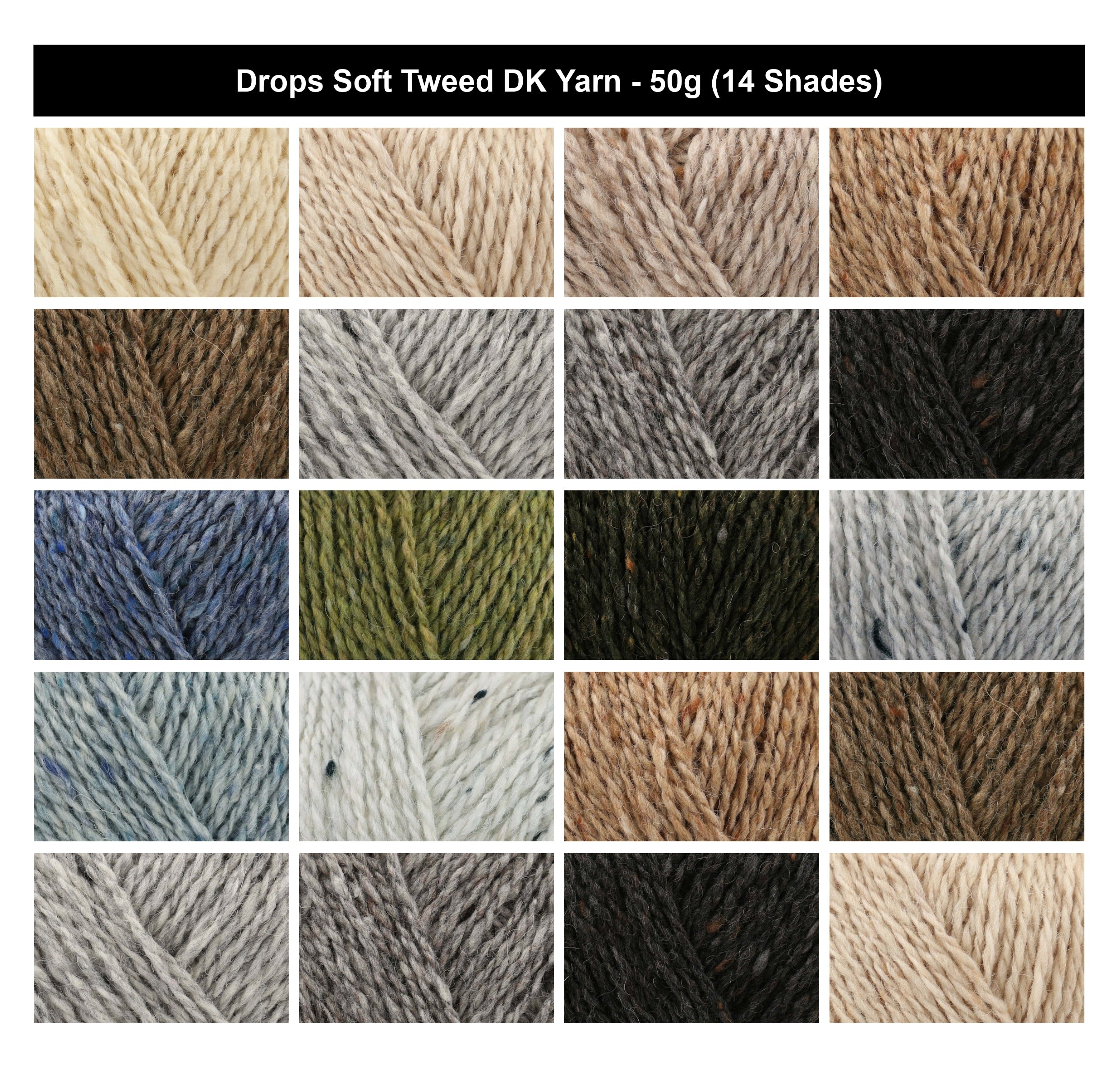 Drops Soft Tweed DK Crochet Yarn - 50g, Merino Wool, Alpaca & Viscos Blend Soft Rustic Double Knitting Wool for Cardigans, Scarves & Everyday Accessories