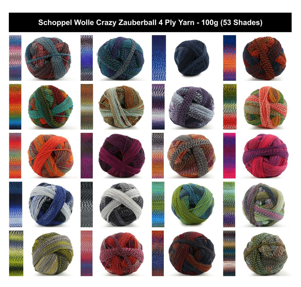 Schoppel Wolle Crazy Zauberball 4 Ply Yarn - 100g, Wool & Nylon Blend Self-Striping Gradient Knitting Wool for Crochet Socks, Shawls & Accessories
