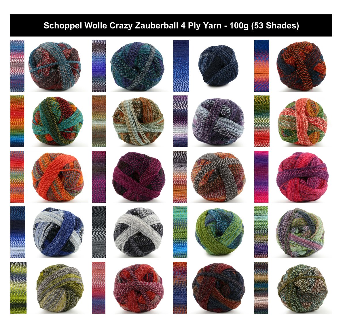Schoppel Wolle Crazy Zauberball 4 Ply Yarn - 100g, Wool & Nylon Blend Self-Striping Gradient Knitting Wool for Crochet Socks, Shawls & Accessories