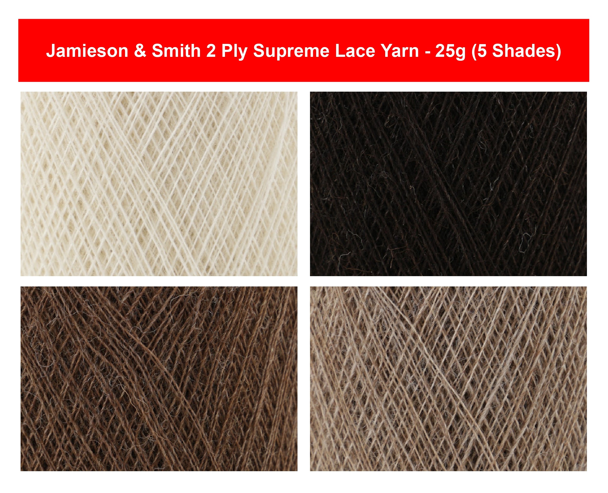 Jamieson & Smith 2 Ply Supreme Lace Yarn - 25g, 100% Shetland Wool, Ultra Fine Knitting Yarn, Undyed Pure Wool Yarn for Lace Shawls, Wraps, Heirloom Knitting