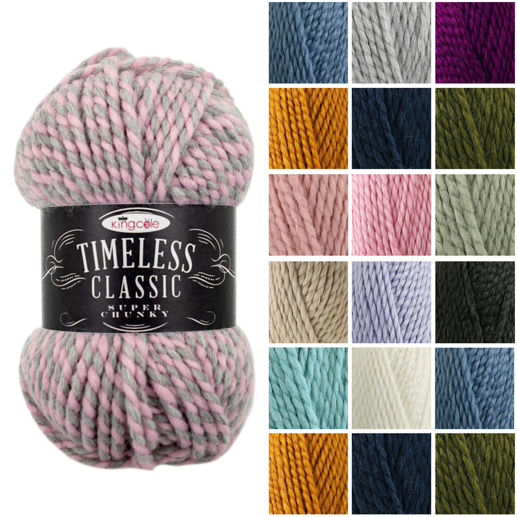 King Cole Timeless Classic Super Chunky Yarn 90% Acrylic 10% Alpaca 85m Soft Vintage Super?Chunky Knit & Crochet Yarn - 100g