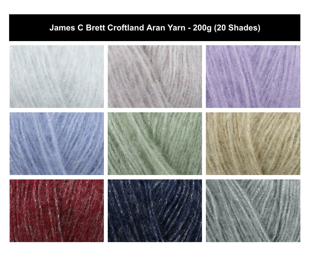 James C Brett Elegance DK Chrochet Yarn - 50g, Acrylic, Polyamide, Mohair & Wool Blend Double Knitting Yarn for Winter Cardigans, Jumpers & Sweaters