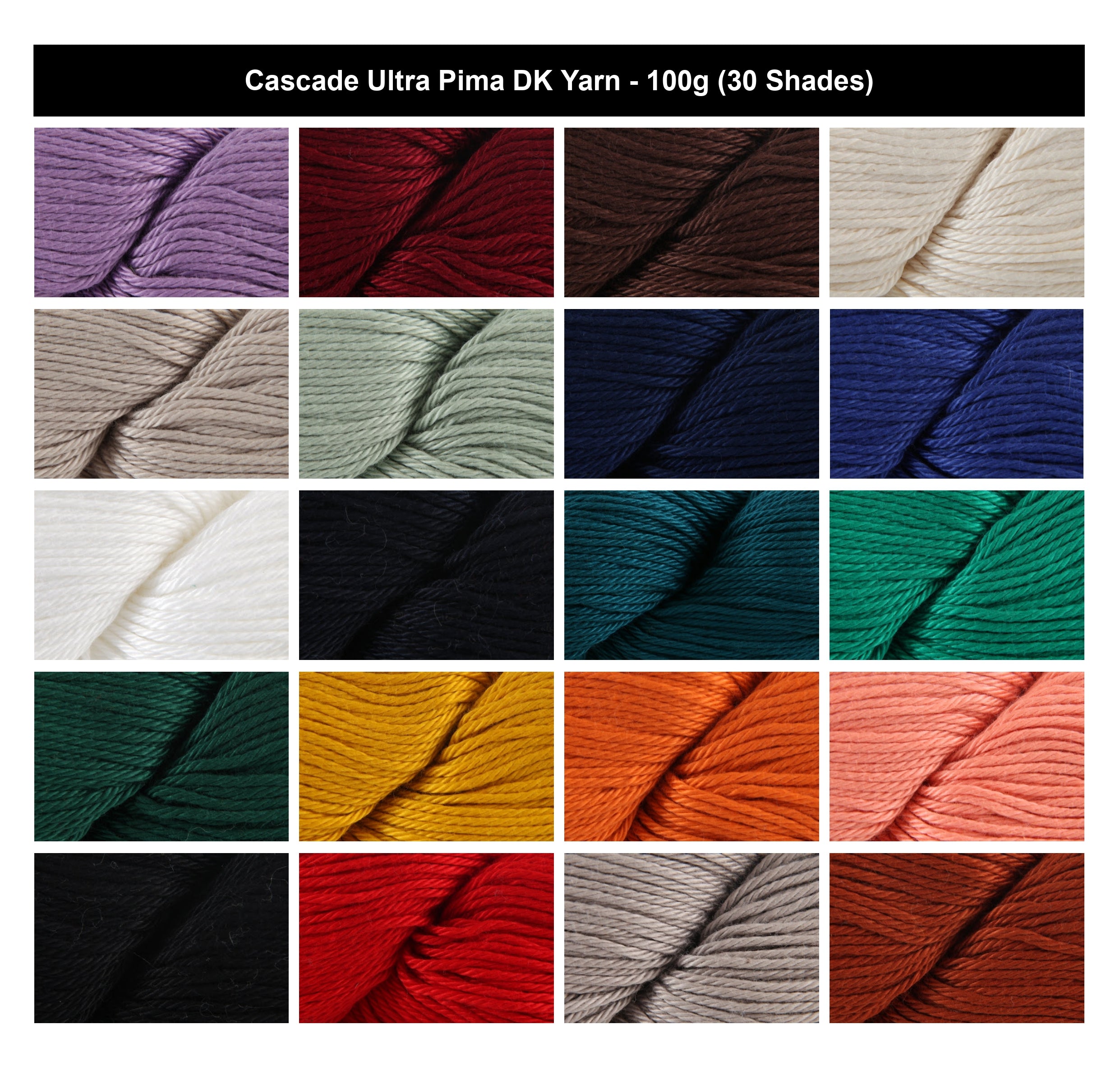 Cascade Ultra Pima DK Crochet Yarn - 100g, Luxury 100% Pima Cotton Soft Double Knitting Wool for Garments, Accessories & Warm Weather Projects