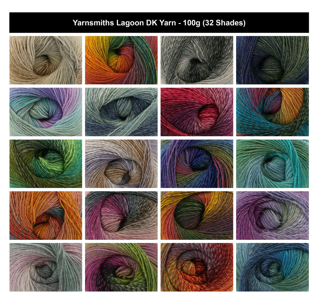 Yarnsmiths Lagoon DK Yarn for Crochet - 100g, 100% Acrylic Single-Ply Roving Self-Striping Variegated Soft Double Knitting Wool for Cosy Shawls & Cardigans