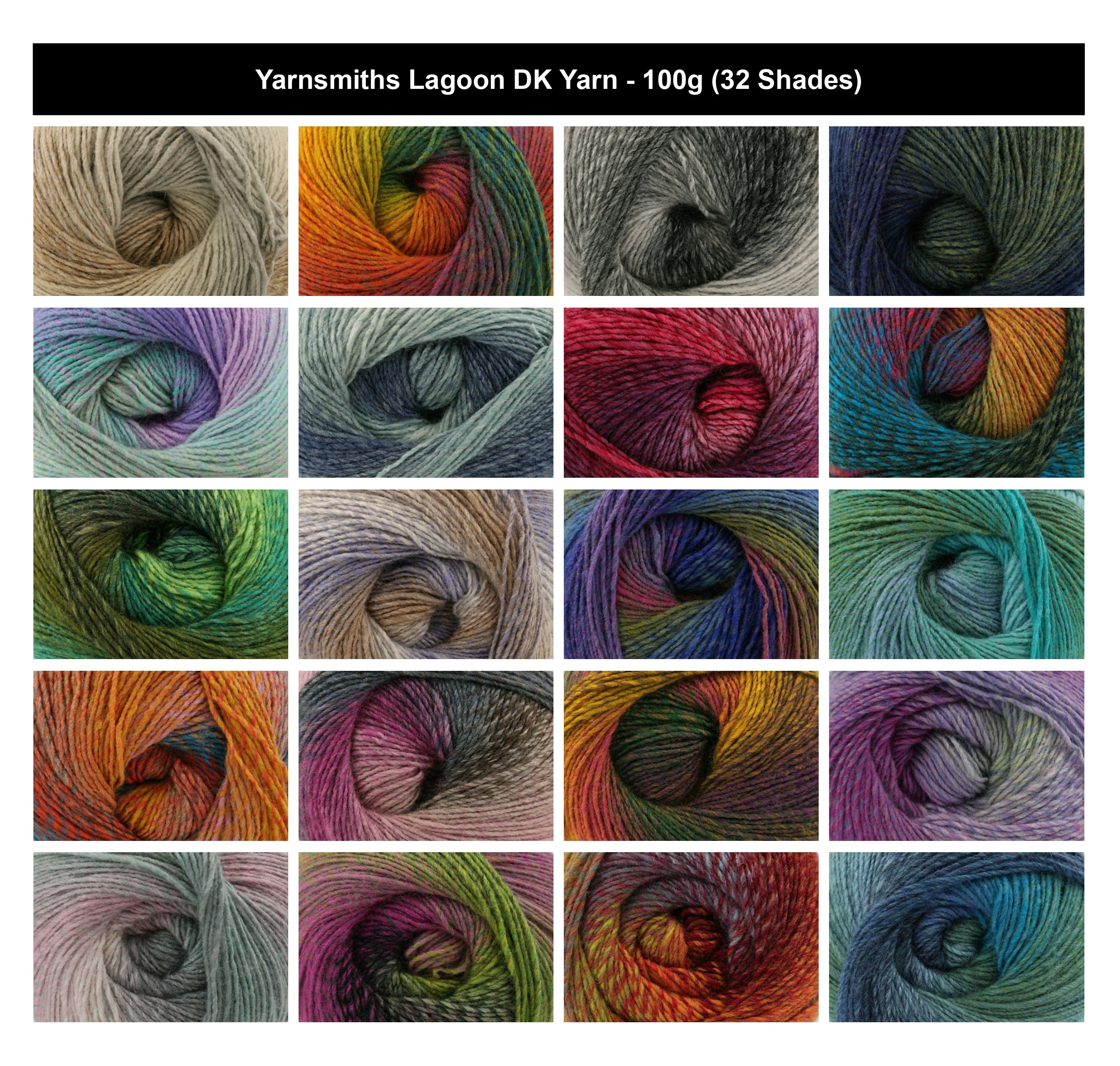 Yarnsmiths Lagoon DK Yarn for Crochet - 100g, 100% Acrylic Single-Ply Roving Self-Striping Variegated Soft Double Knitting Wool for Cosy Shawls & Cardigans