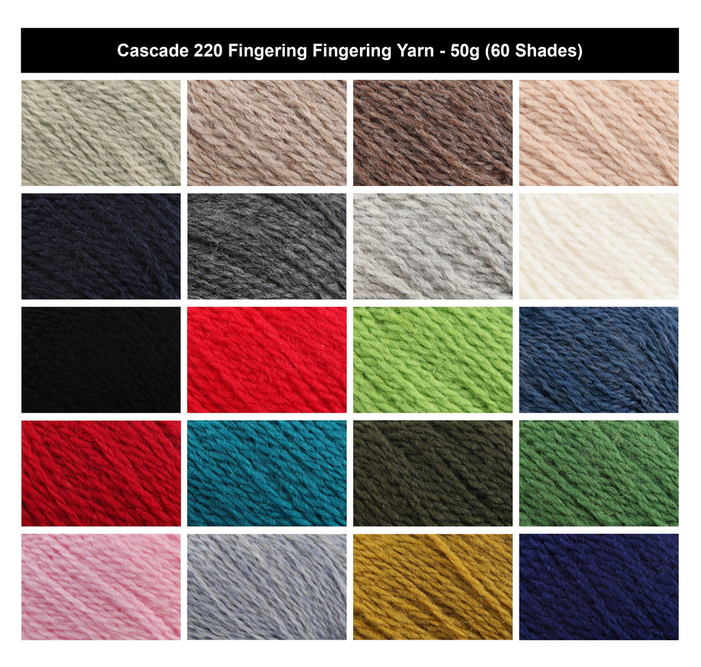 Cascade 220 Fingering 4 Ply Yarn - 50g, Soft 100% Peruvian Highland Wool Crochet & Knitting Wool Yarn for Sweaters, Mittens, Throws & Felting Projects