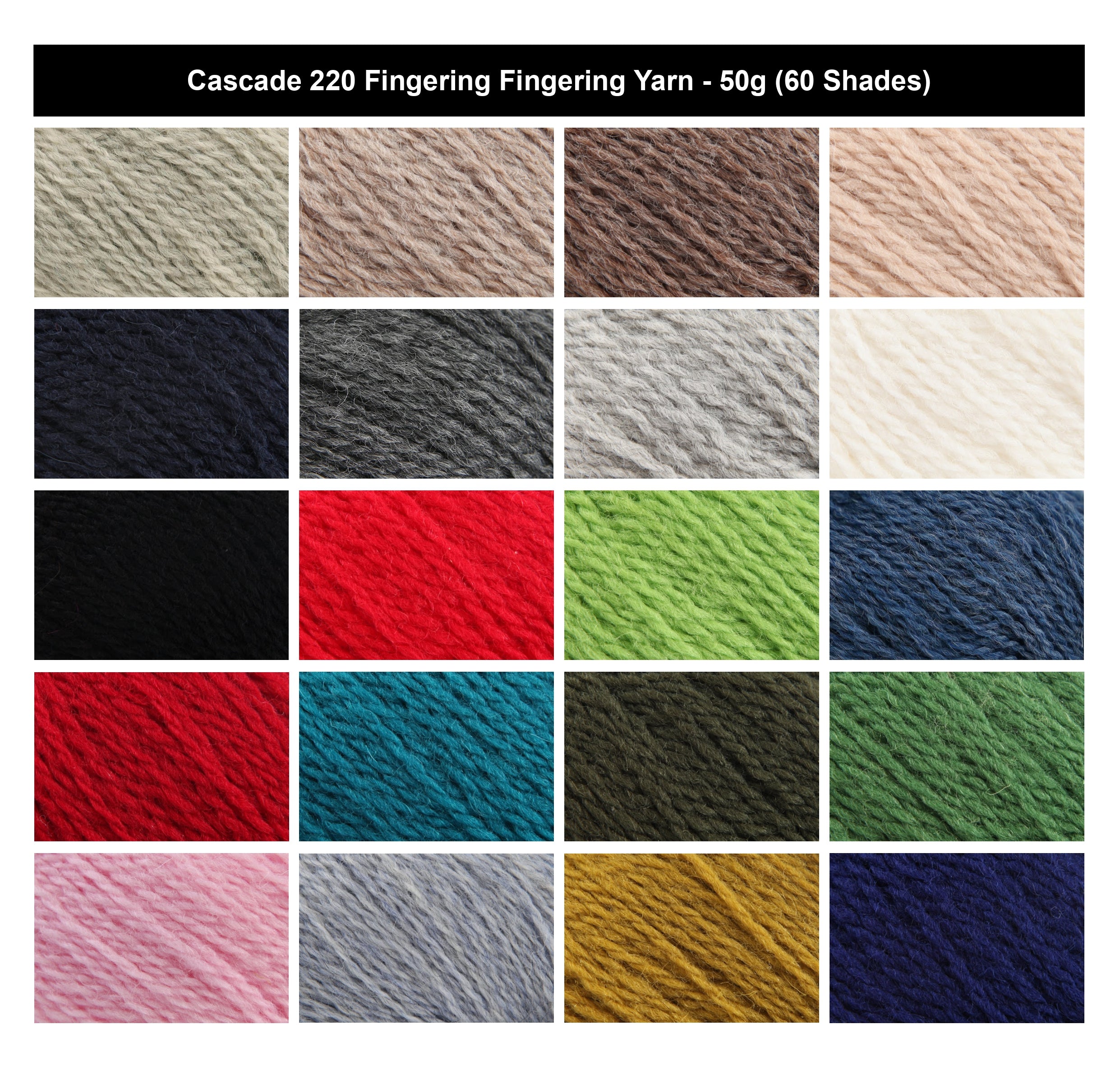 Cascade 220 Fingering 4 Ply Yarn - 50g, Soft 100% Peruvian Highland Wool Crochet & Knitting Wool Yarn for Sweaters, Mittens, Throws & Felting Projects