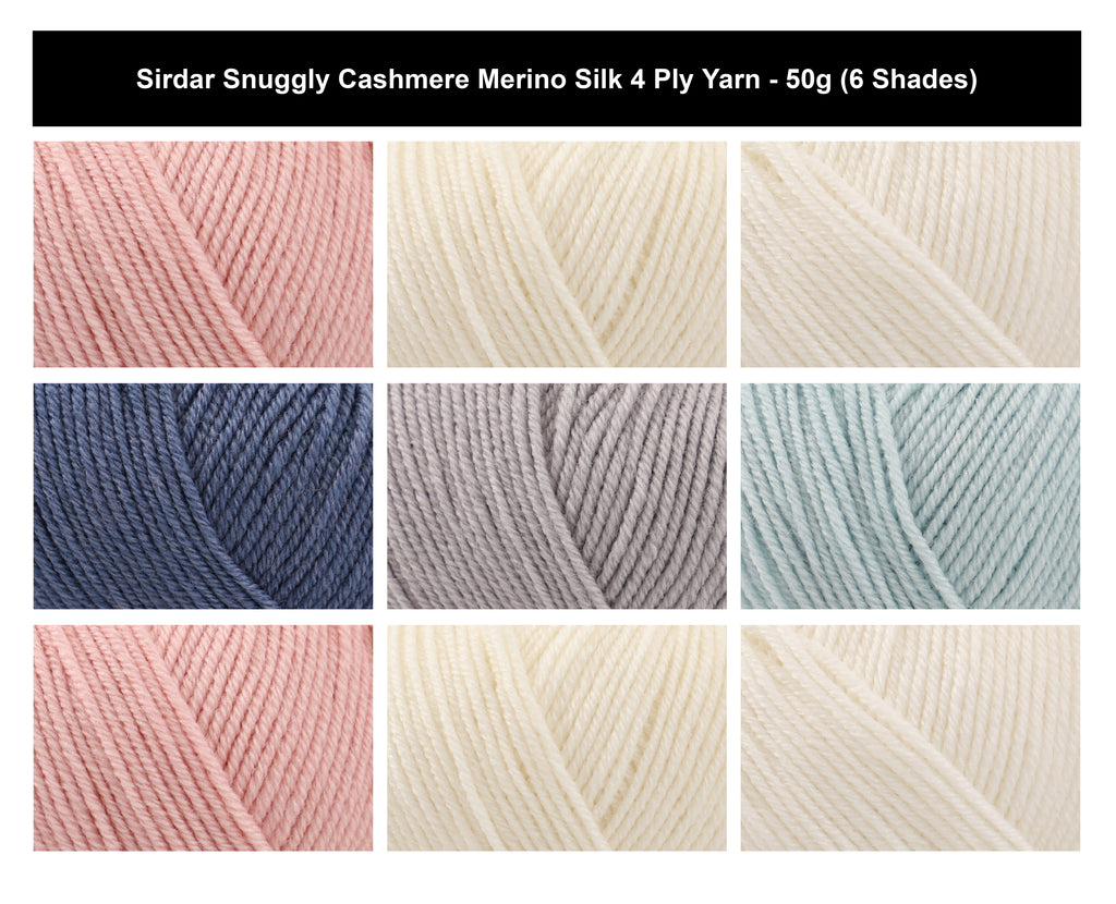 Sirdar Snuggly Cashmere Merino Silk 4 Ply Yarn - 50g, Luxury Wool Silk Blend Crochet Knitting Baby Yarn for Jumpers, Sweaters, Headwears