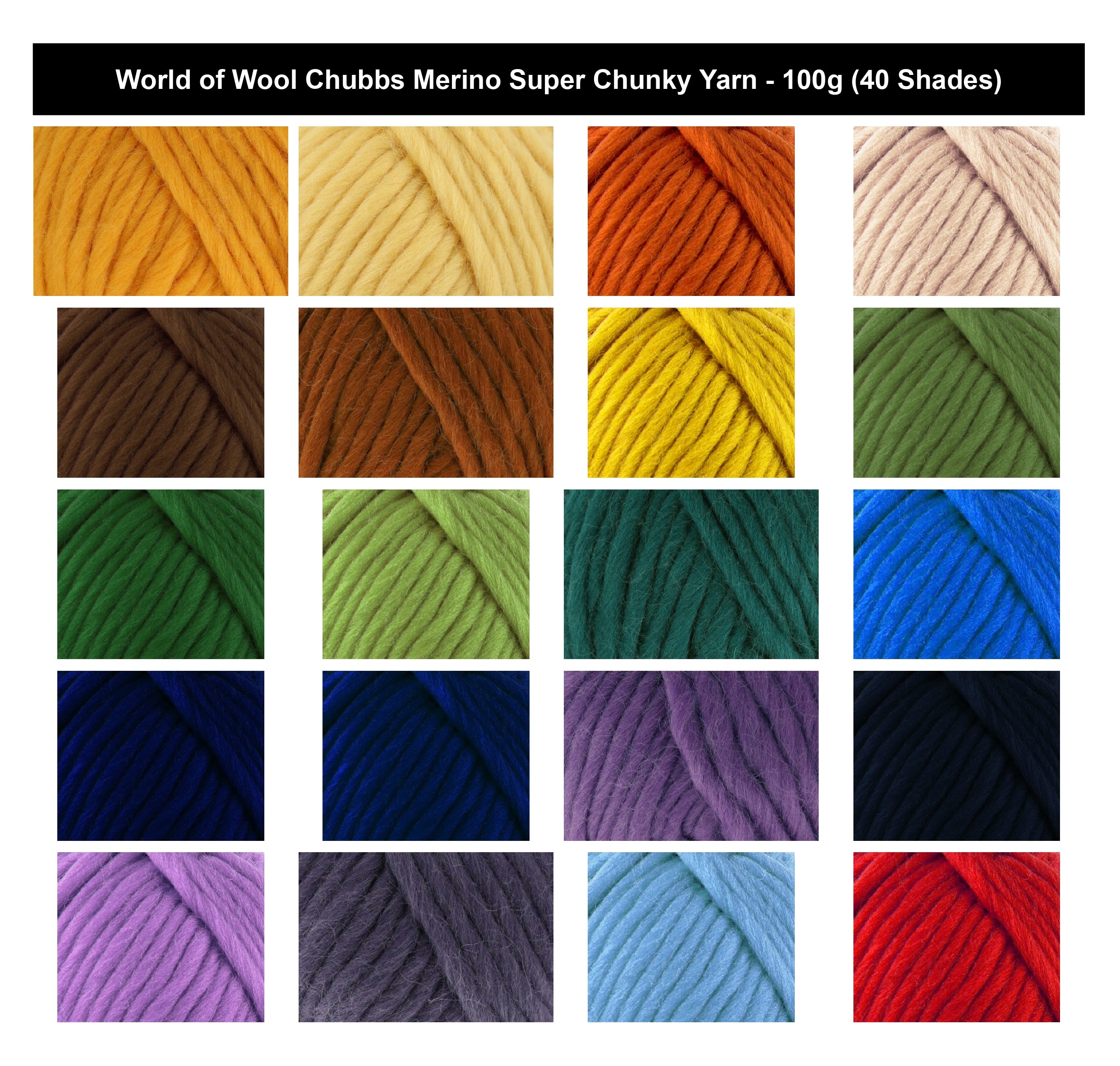 World of Wool Chubbs Merino Super Chunky Yarn - 100g, 100% Pure Merino Wool Thick Single Ply Crochet Knitting & Felting Yarn for Luxury Garments & Plush Accessories