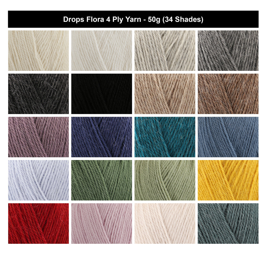 Drops Flora 4 Ply Crochet Yarn - 50g, Luxury Wool & Alpaca Blend Lightweight Rustic Knitting Wool for Blankets, Garments & Everyday Accessories