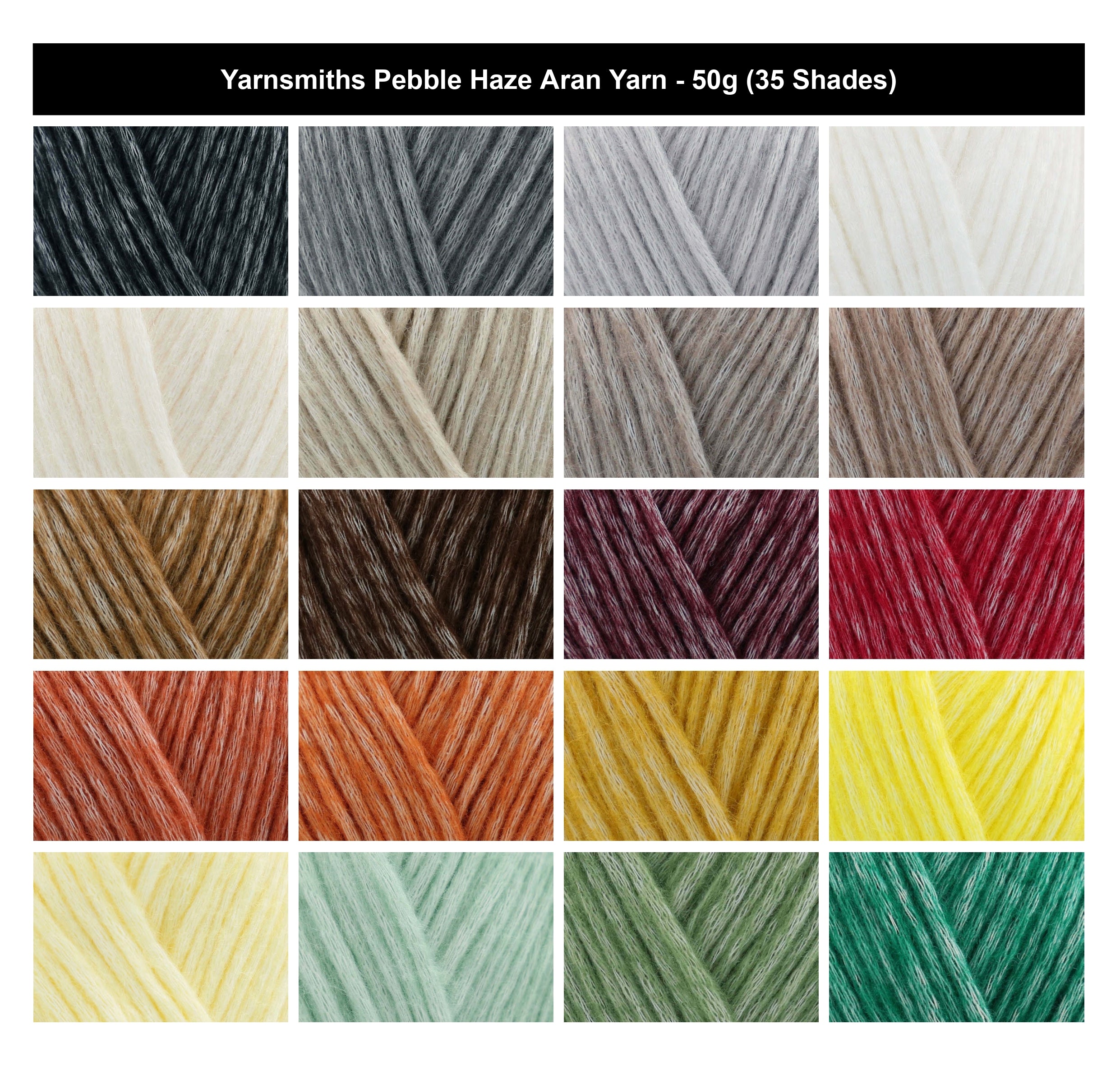 Yarnsmiths Pebble Haze Aran Yarn - 50g, Cotton Acrylic Blend Medium-Weight Stonewashed Soft Crochet & Knitting Blown Yarn for Jumpers, Cardigans & Homewar