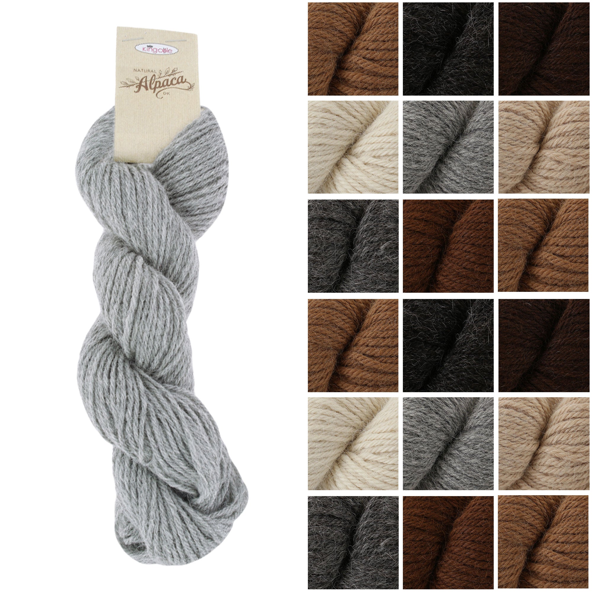 King Cole Natural Alpaca DK Yarn 100% Superfine Alpaca, Soft Natural Fibre Double Knit Yarn 100m for Knitting & Crochet - 50g