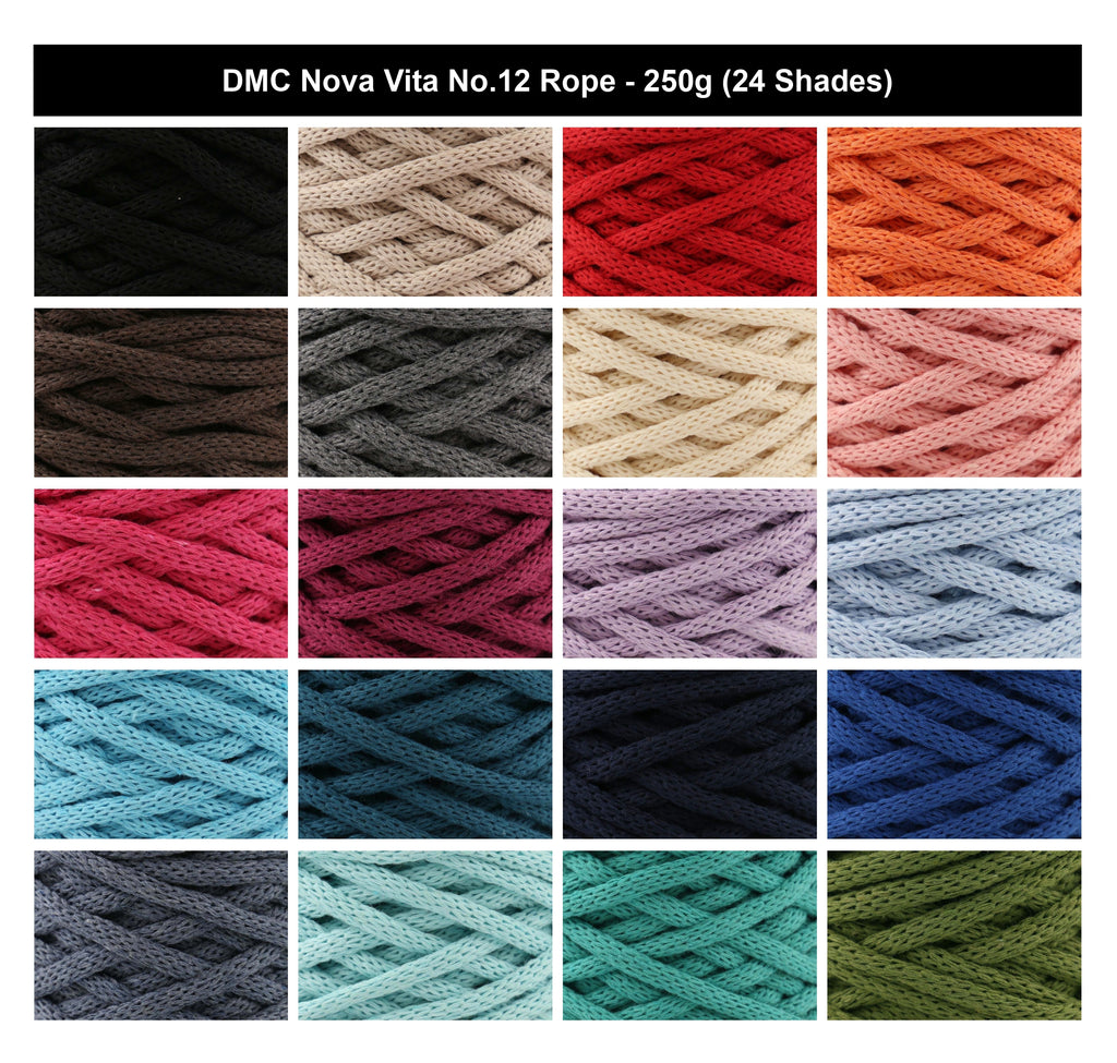 DMC Nova Vita No. 12 Chunky Crochet Cord Yarn - 250g, Polyeste Cotton Blend Macrame Yarn, Eco Friendly Tubular Cord - for Home Décor, Fashion Accessories & Crafting