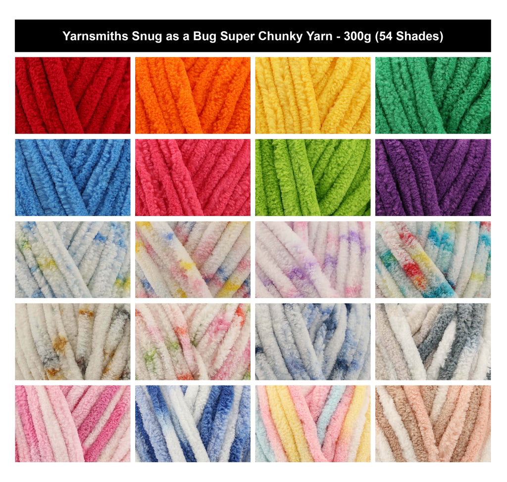 Yarnsmiths Snug as a Bug Super Chunky Yarn - 300g, 100% Polyester Chenille Soft Jumbo Knitting Crochet Yarn for Plush Blanket, Amigurumi & Cardigans