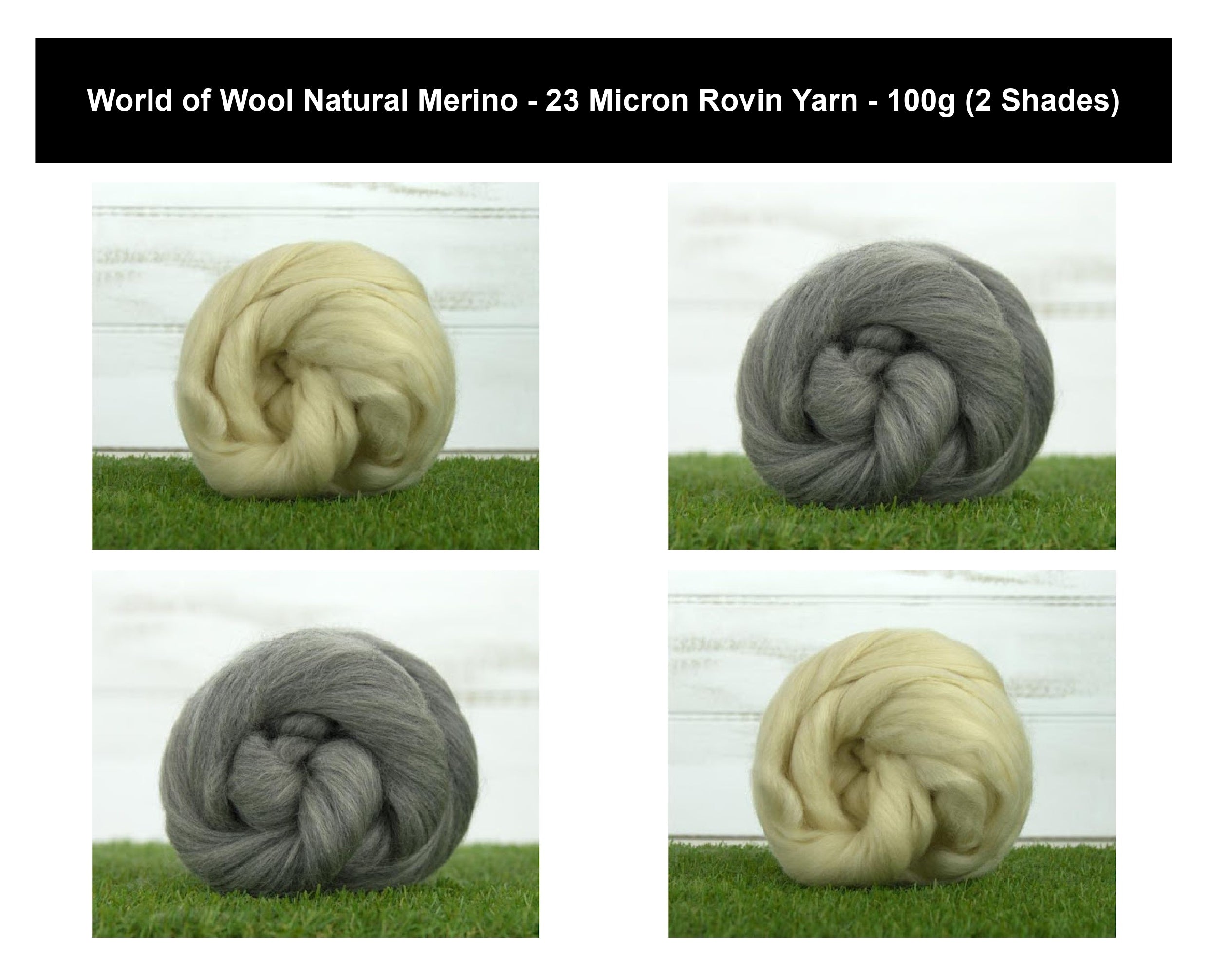 World of Wool Natural Merino 23 Micron Wool Top Roving Yarn - 100g, Luxury 100% Undyed Merino Wool Hand Spinning Felting Wool Yarn for Wet-Felting, Animals & Dolls