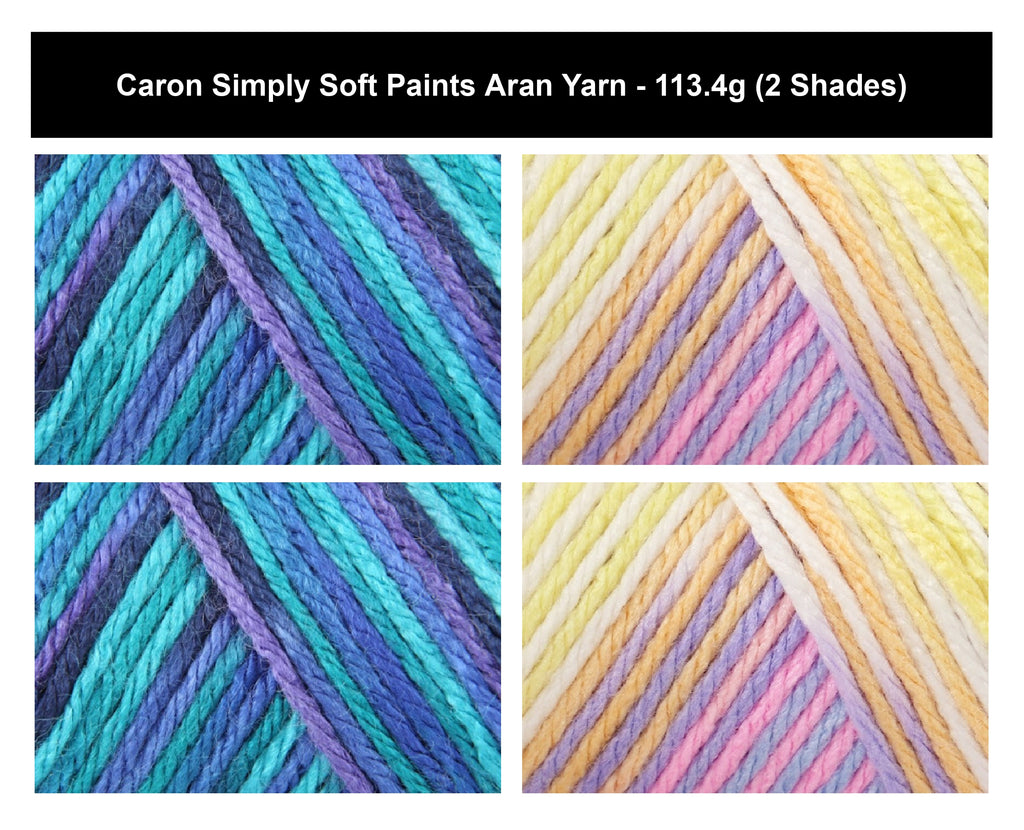 Caron Simply Soft Paints Aran Yarn - 113g, Soft 100% Acrylic Multi-Colour Variegated Yarn for Crochet, Knitting, Garments & Crafts